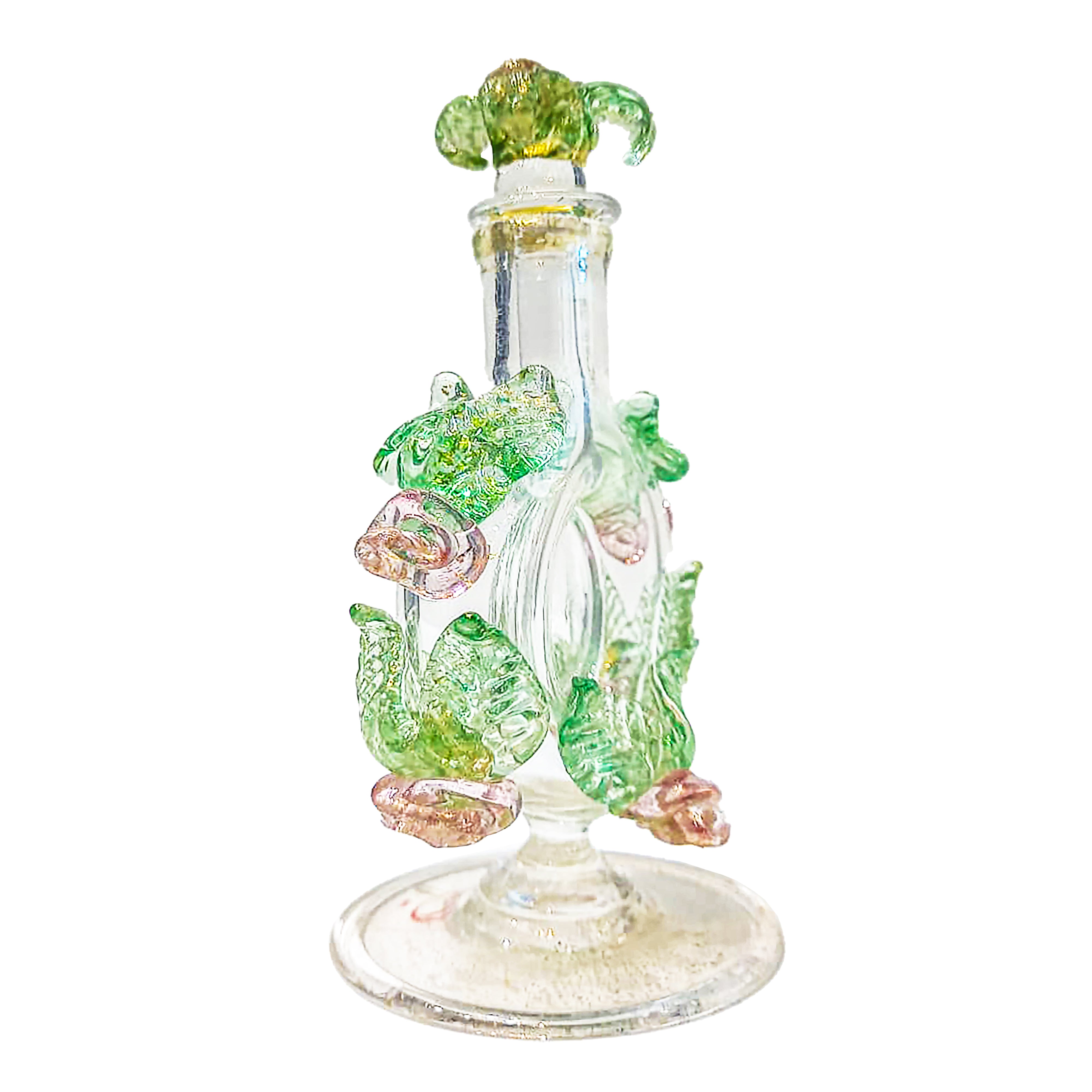 Seguso Gianni. Refillable Perfume Bottle with Green Leaves. 15 ML
