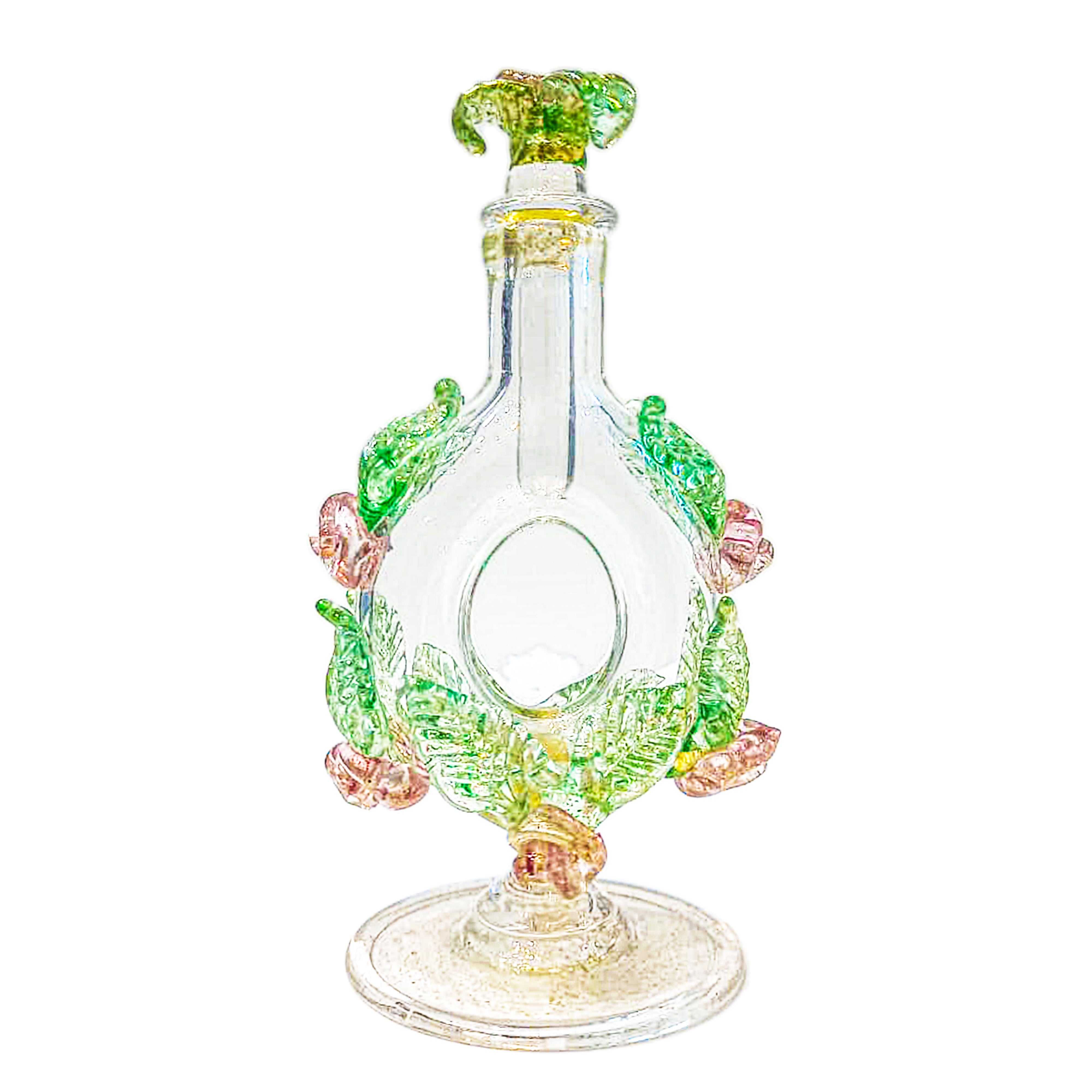Seguso Gianni. Refillable Perfume Bottle with Green Leaves. 15 ML