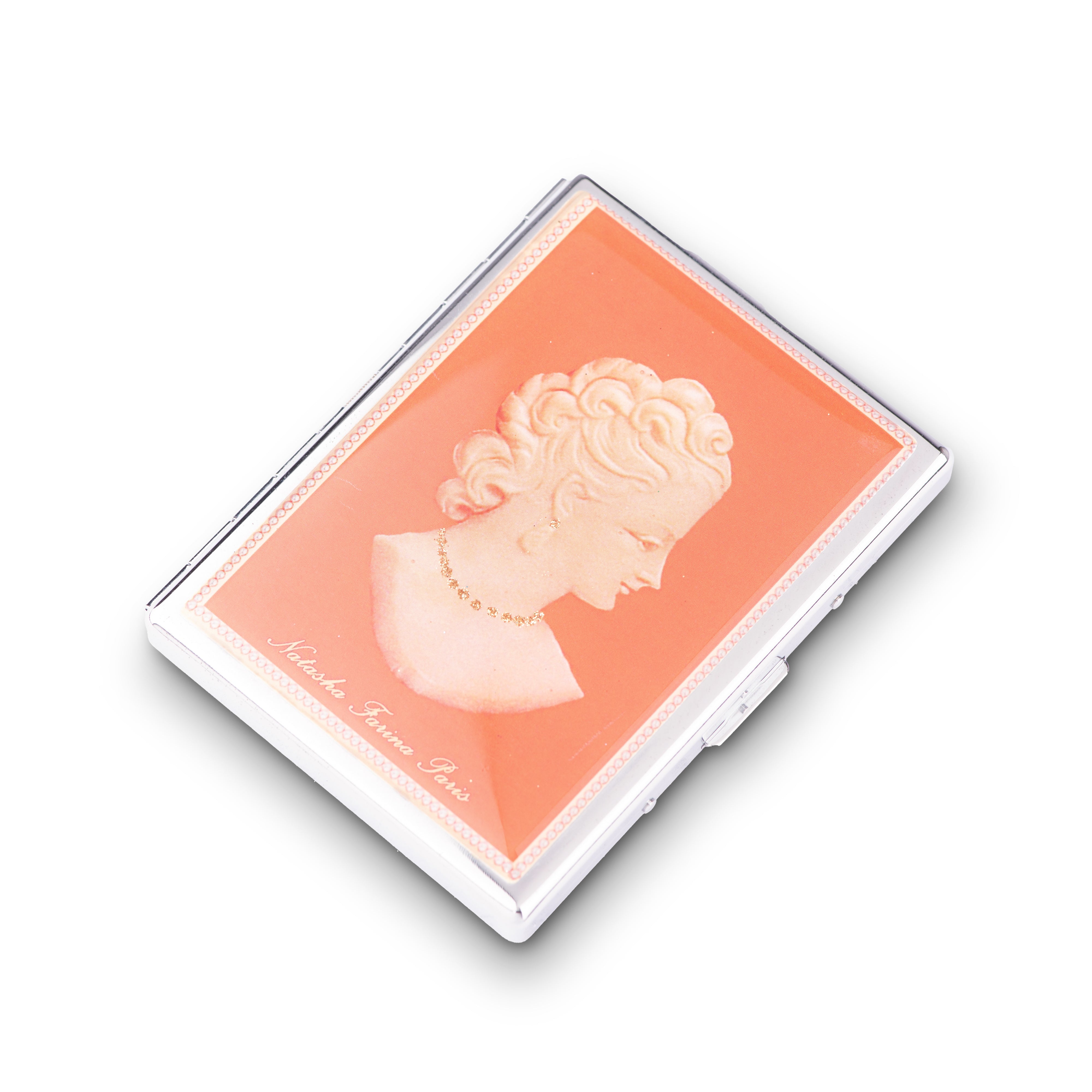Natasha Farina Paris. Orange Cigarette Case in Cameo Design