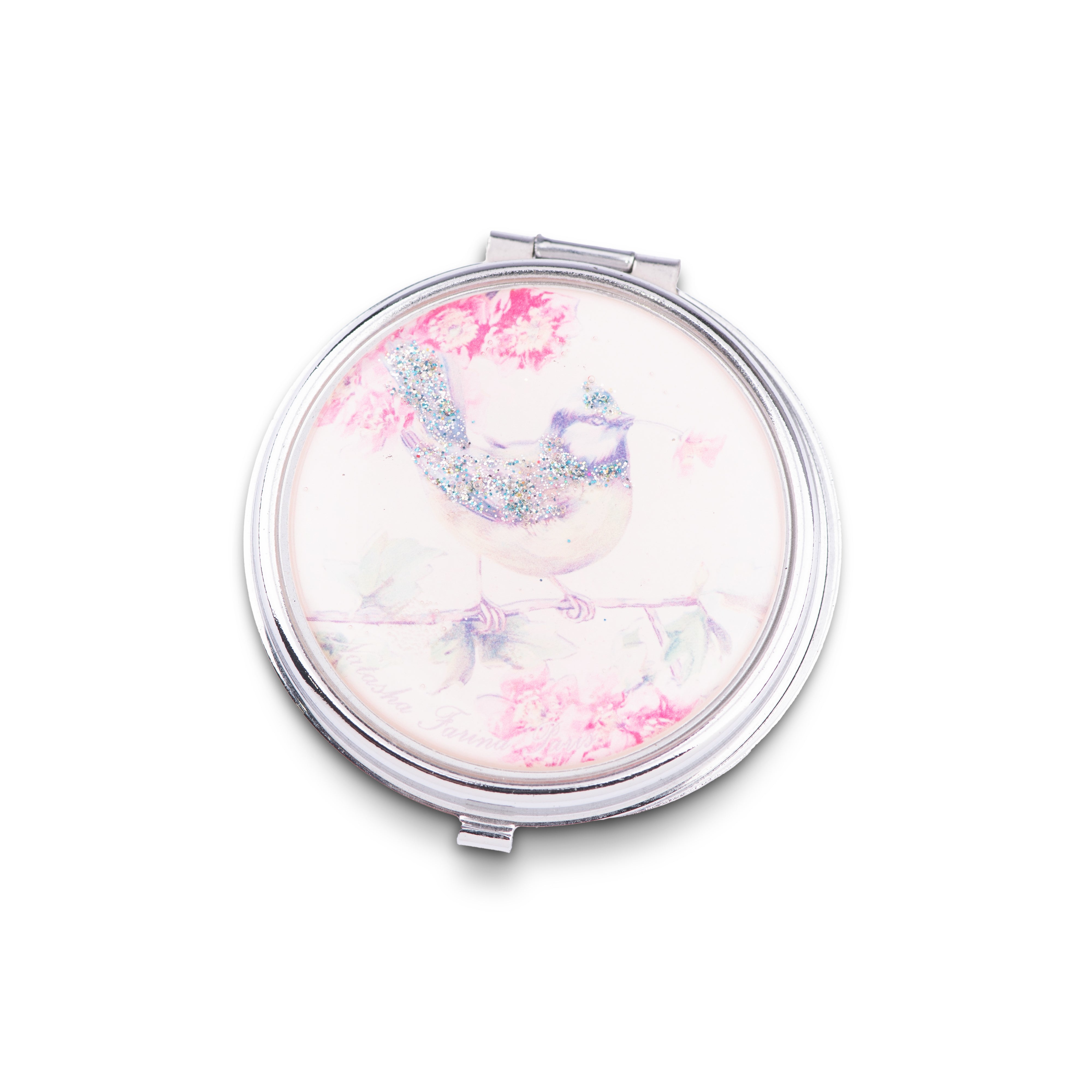 Natasha Farina Paris. Pink Purse Ashtray with Bird Illustration. Small Size