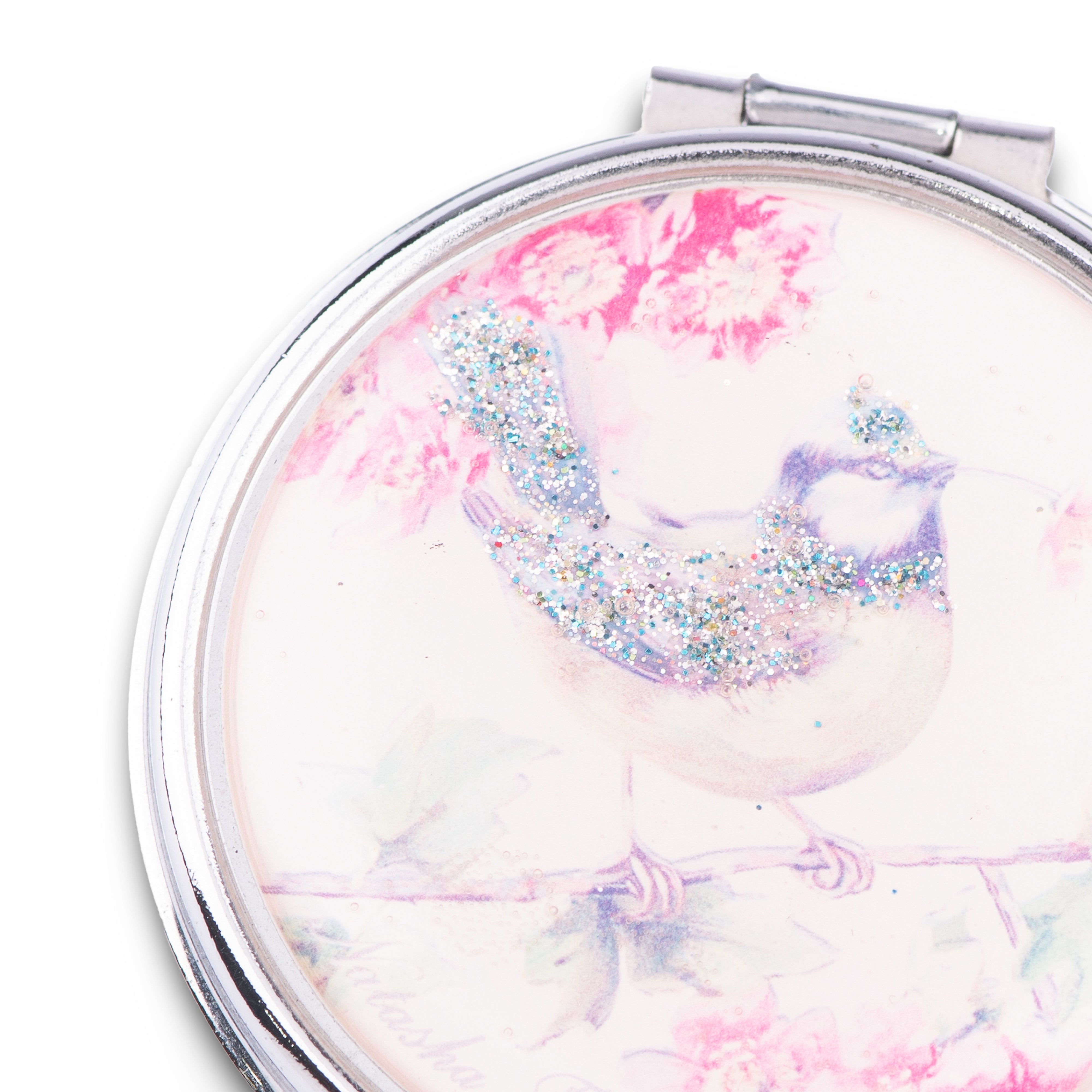 Natasha Farina Paris. Pink Purse Ashtray with Bird Illustration. Small Size
