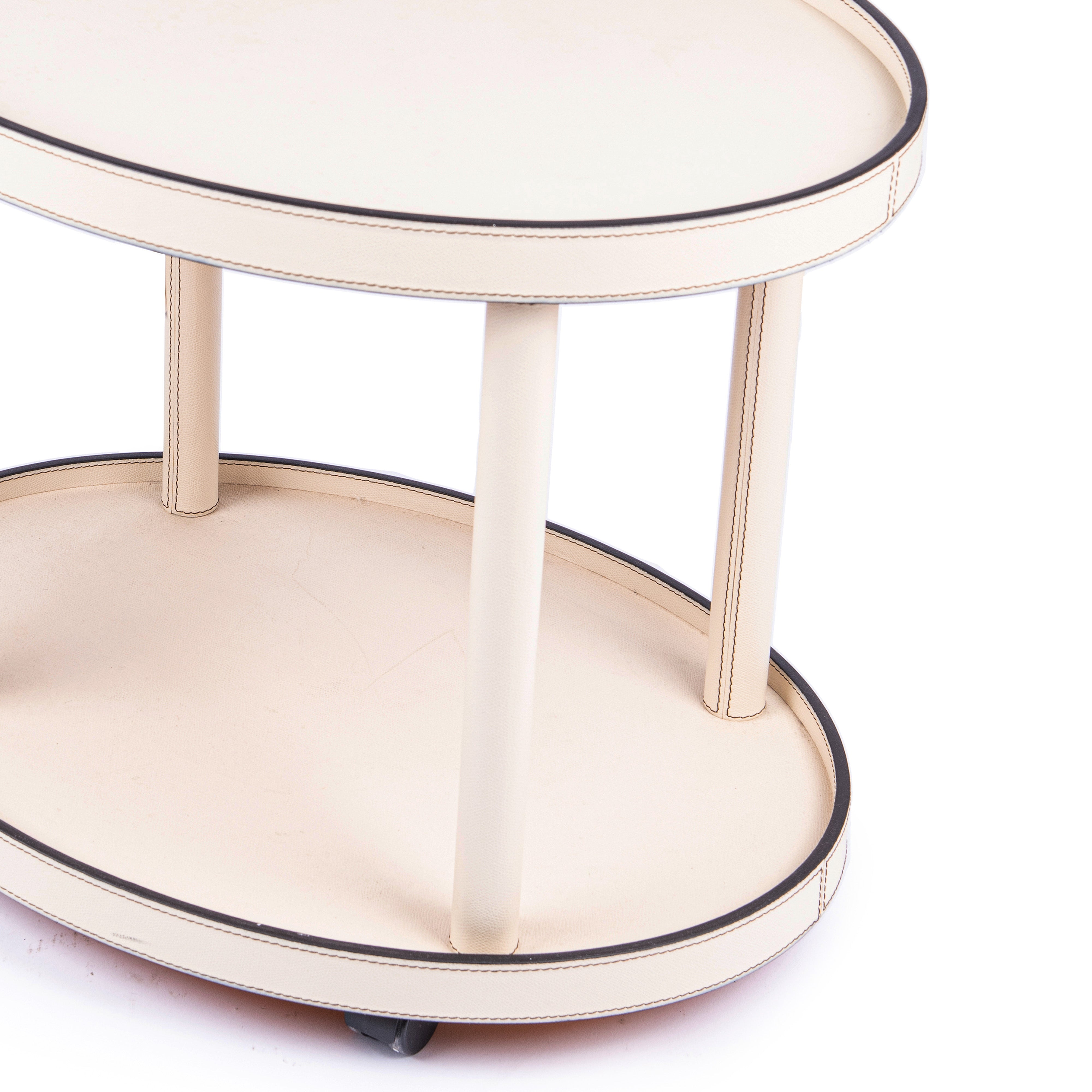 B.Home Interiors. Beige Natural Leather Oval Serving Table. Large Size