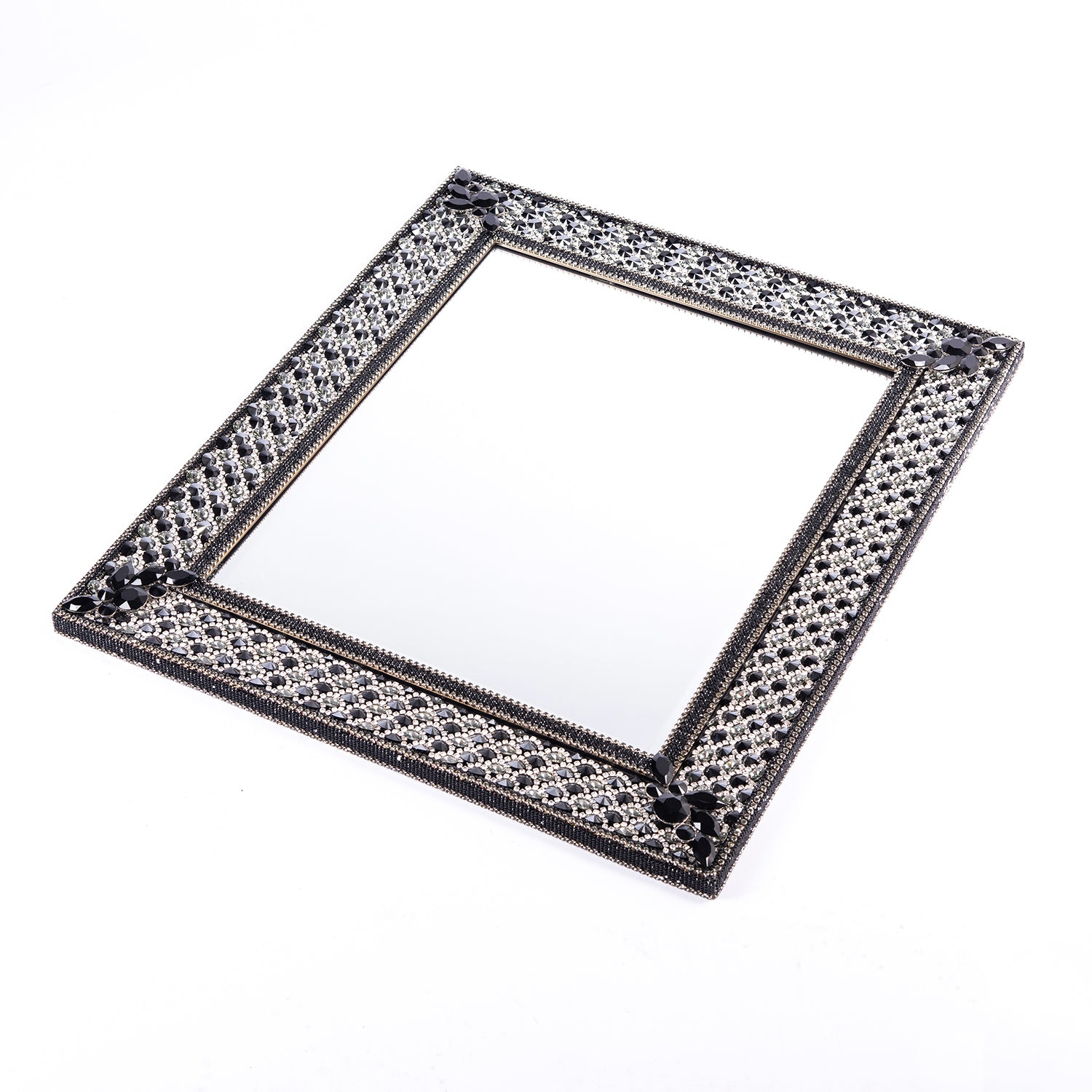 Thorson Hosier. Mansfield Black Mirror Studded with Swarovski. Large Size