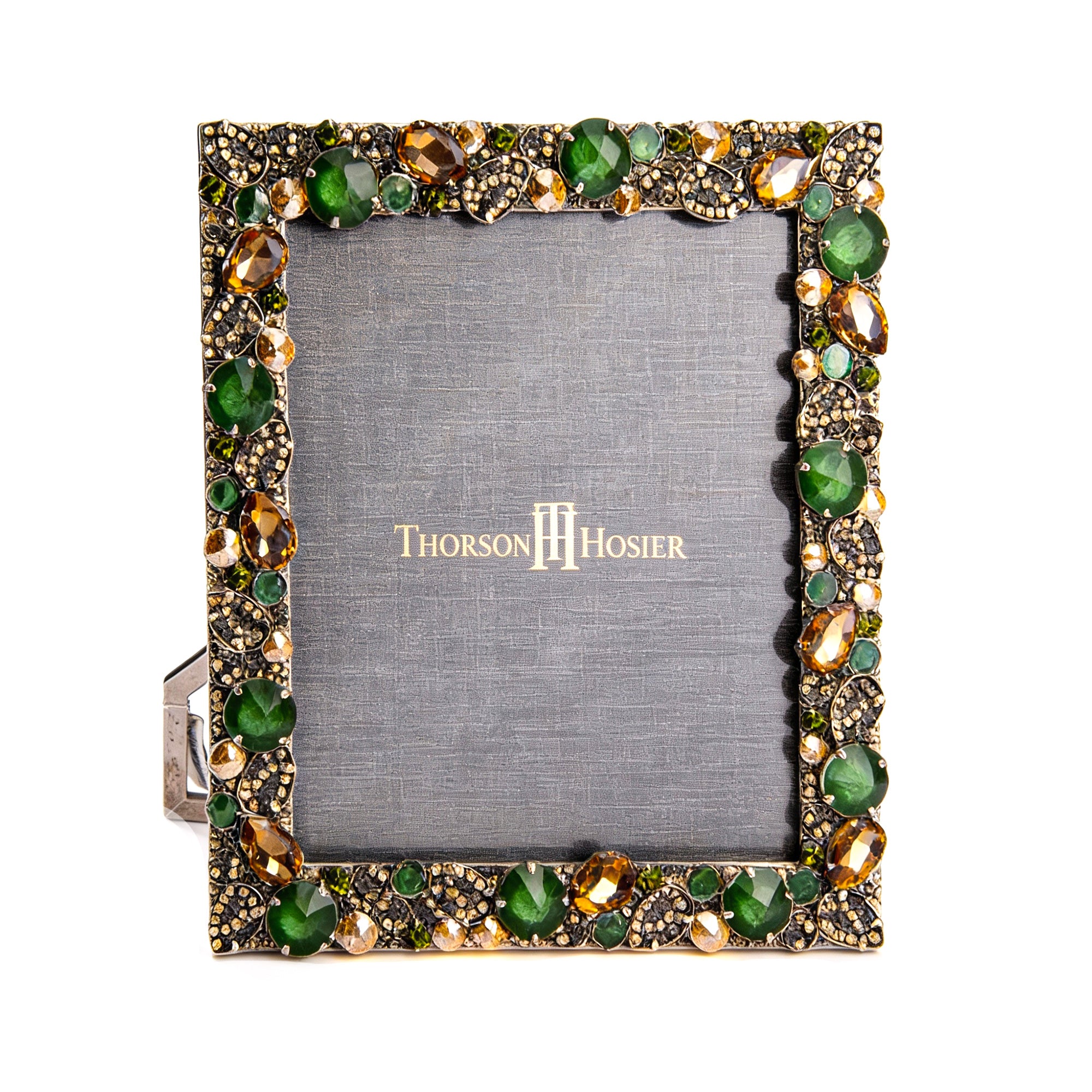 Thorson Hosier. Stainless Steel and Glass Photo Frame with Flowers All Around