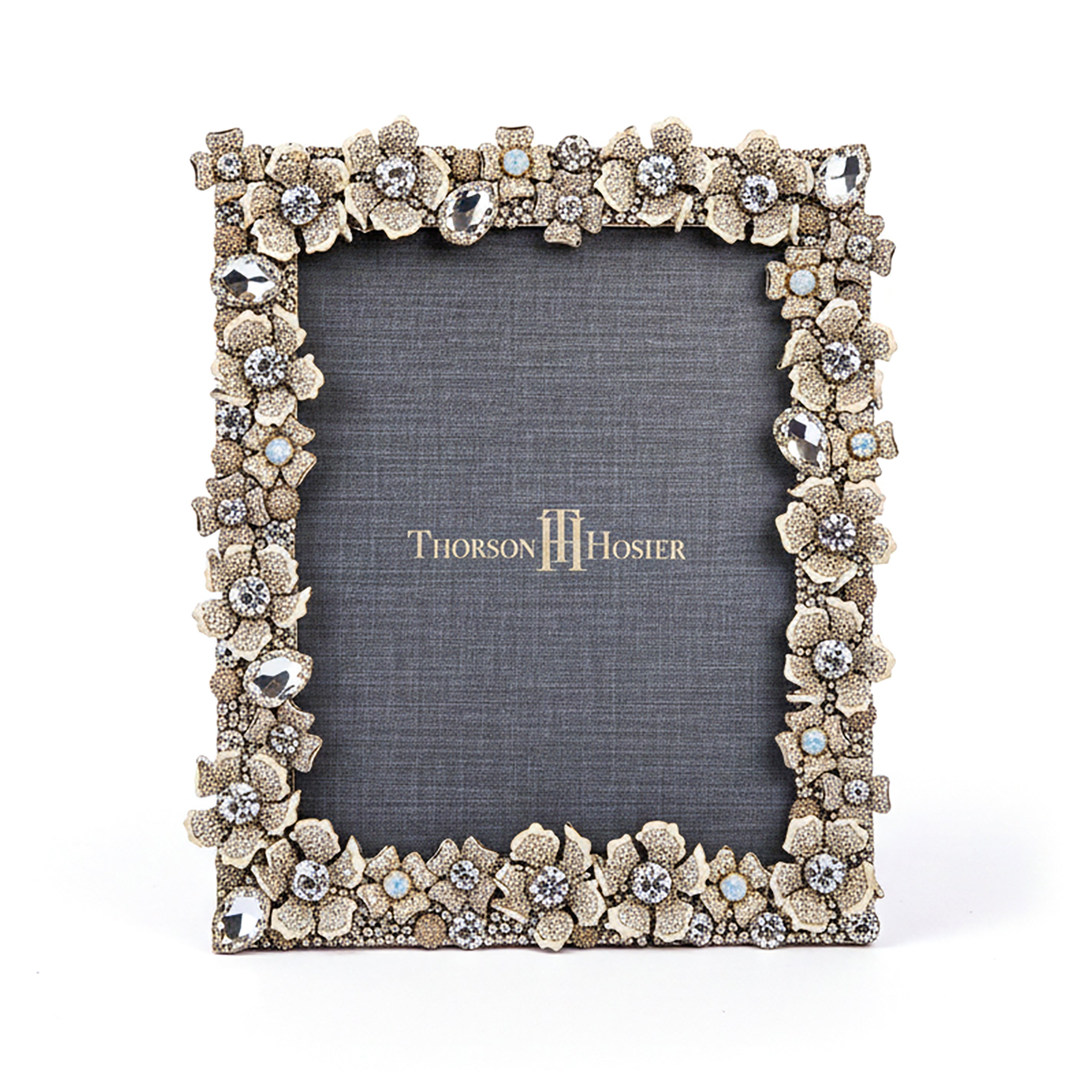 Thorson Hosier. Stainless Steel and Glass Photo Frame with Flowers All Around. Limited Edition