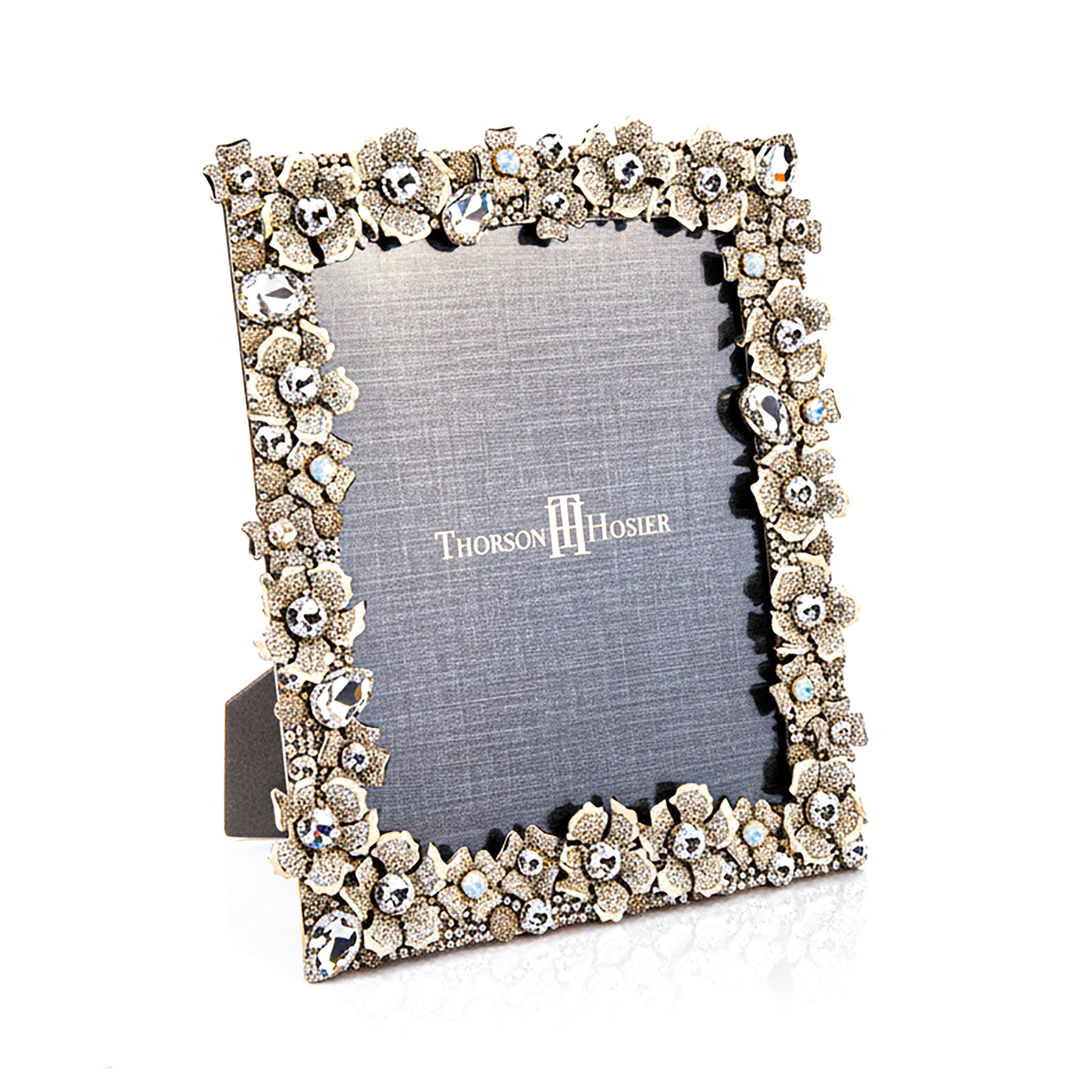 Thorson Hosier. Stainless Steel and Glass Photo Frame with Flowers All Around. Limited Edition
