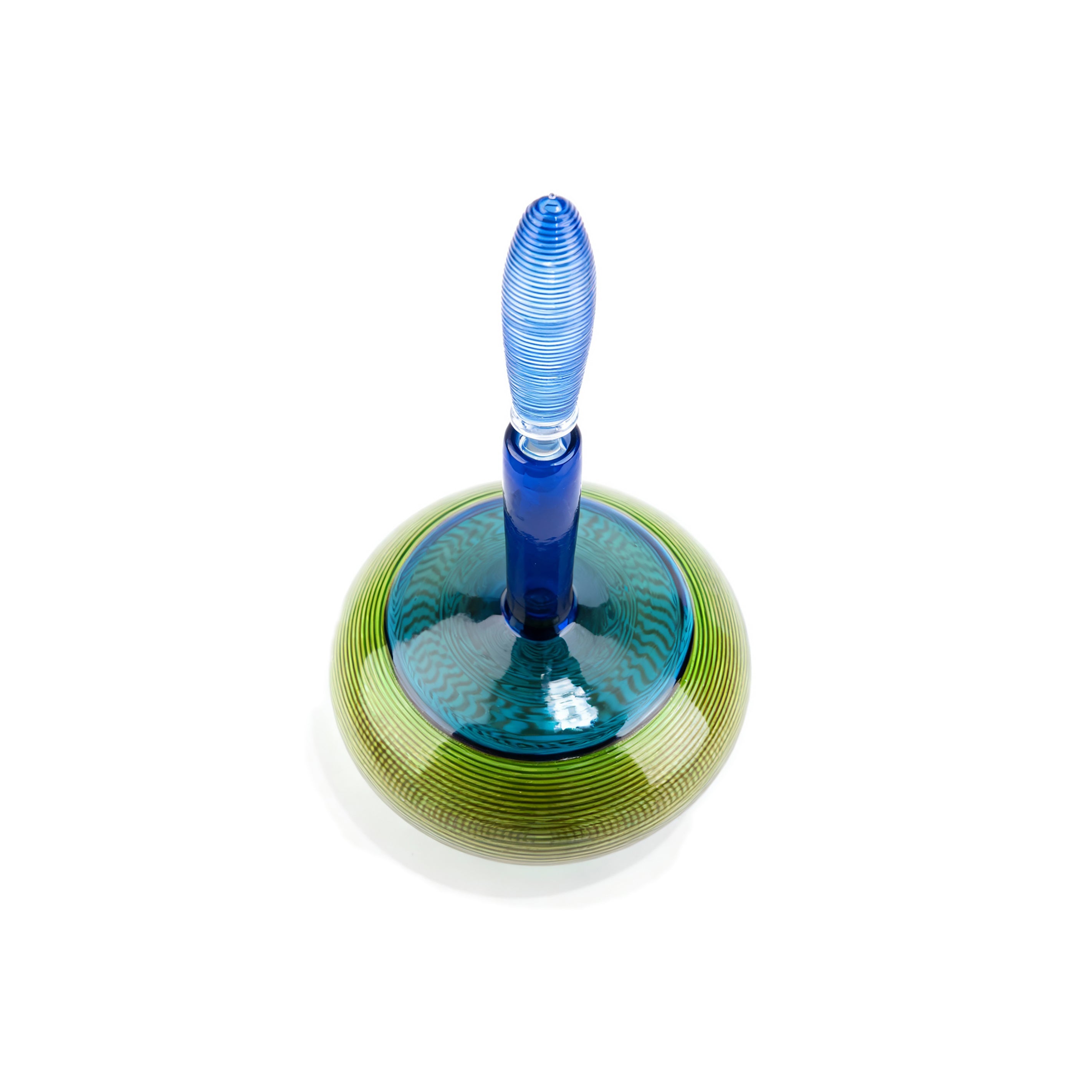 Moonlight & Roses. Blue & Green Glass Bottle. Large Size