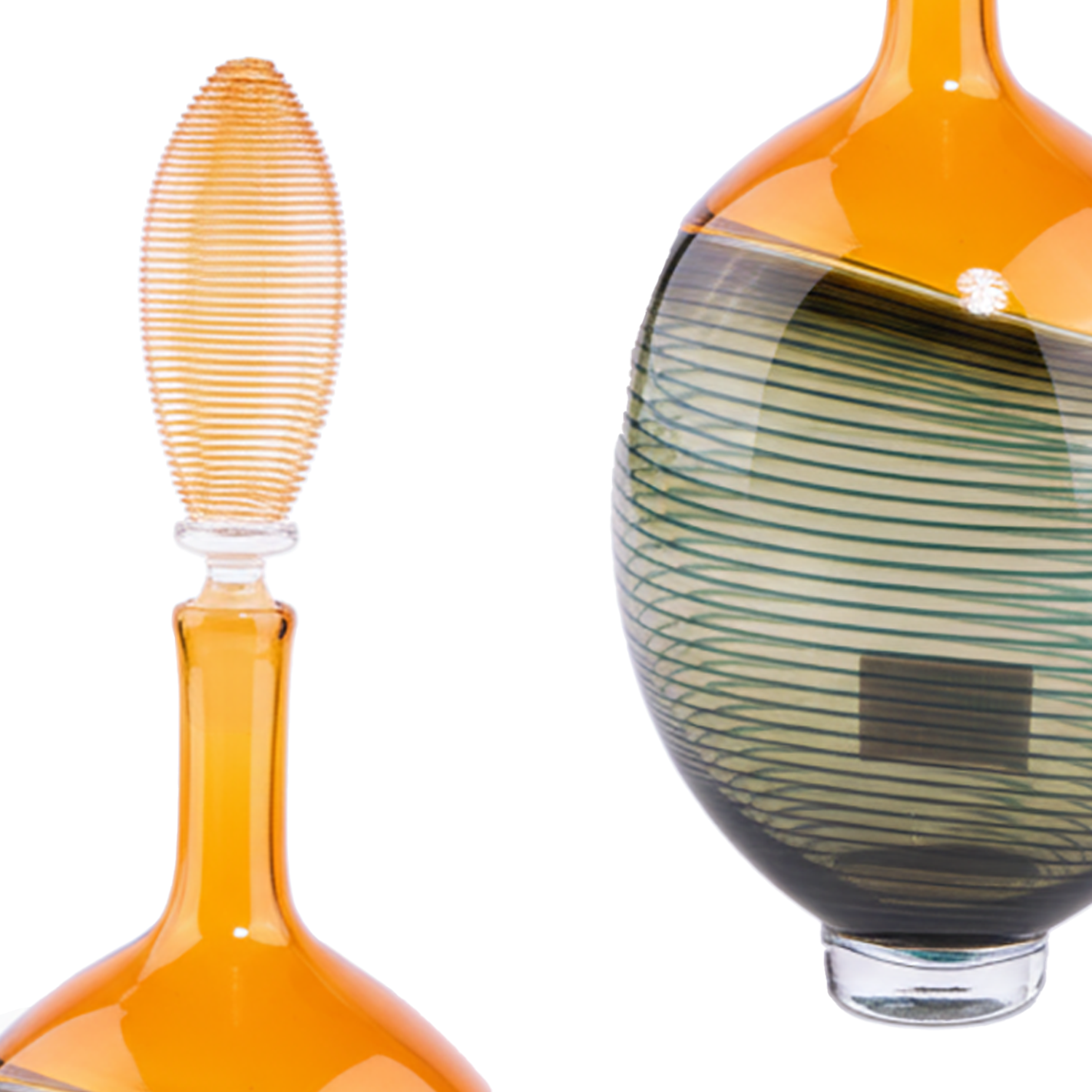 Moonlight & Roses. Green Glass Bottle. Medium Size