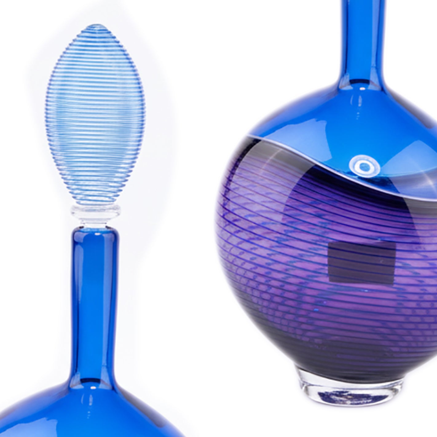 Moonlight & Roses. Purple & Blue Glass Bottle. Large Size