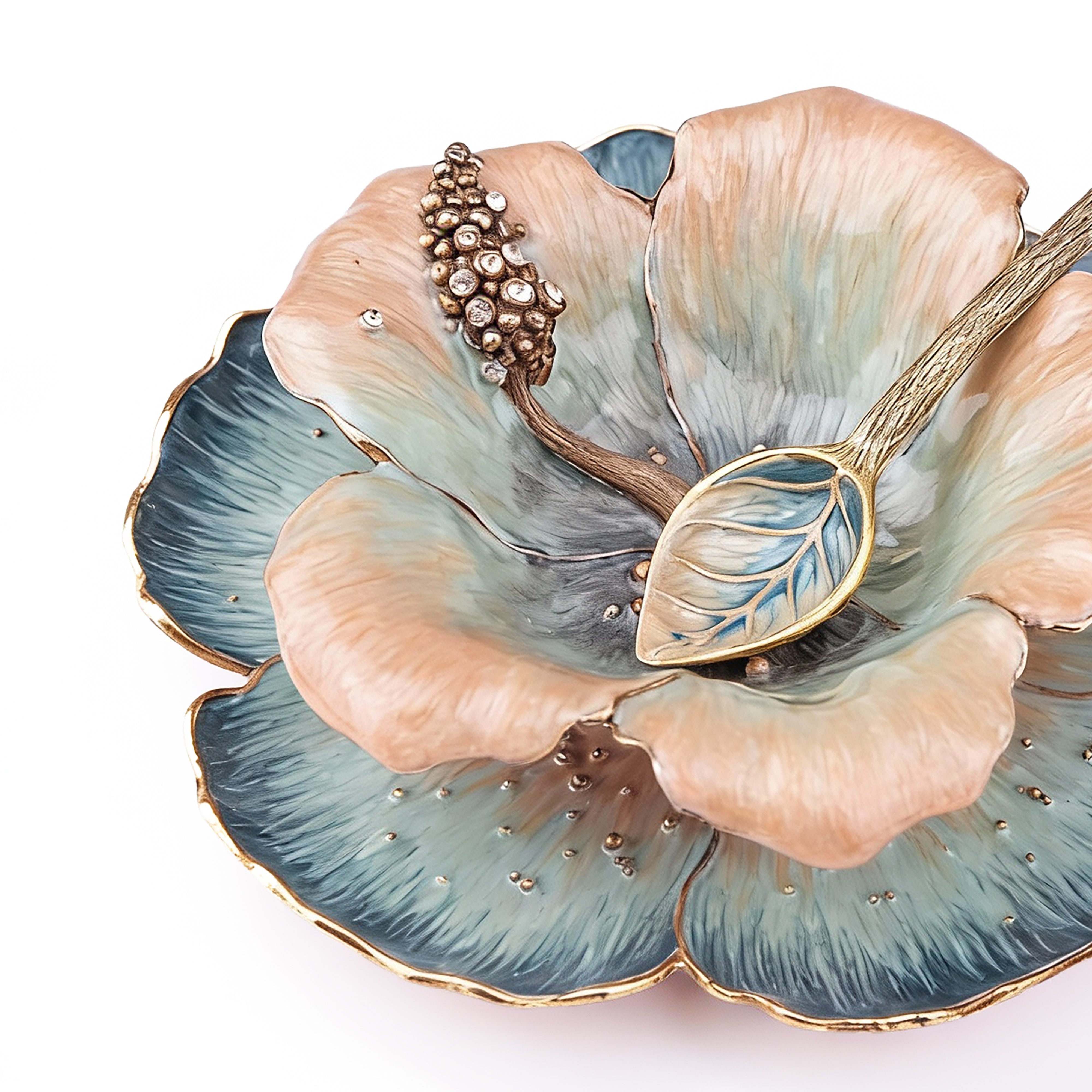 Quest Gifts & Design. Floral Decorative Honey Set Studded with Rhinestones. 3 Pieces