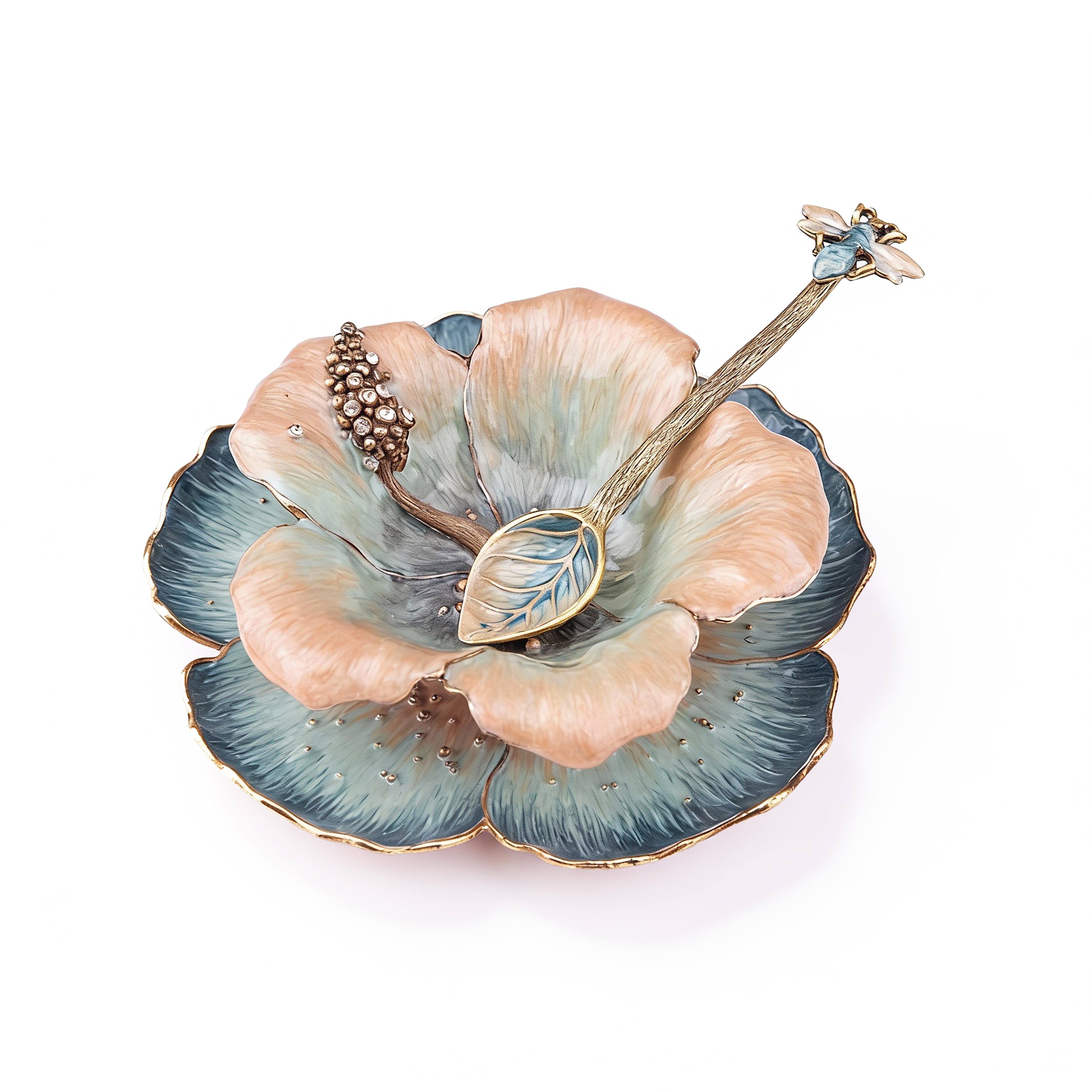 Quest Gifts & Design. Floral Decorative Honey Set Studded with Rhinestones. 3 Pieces