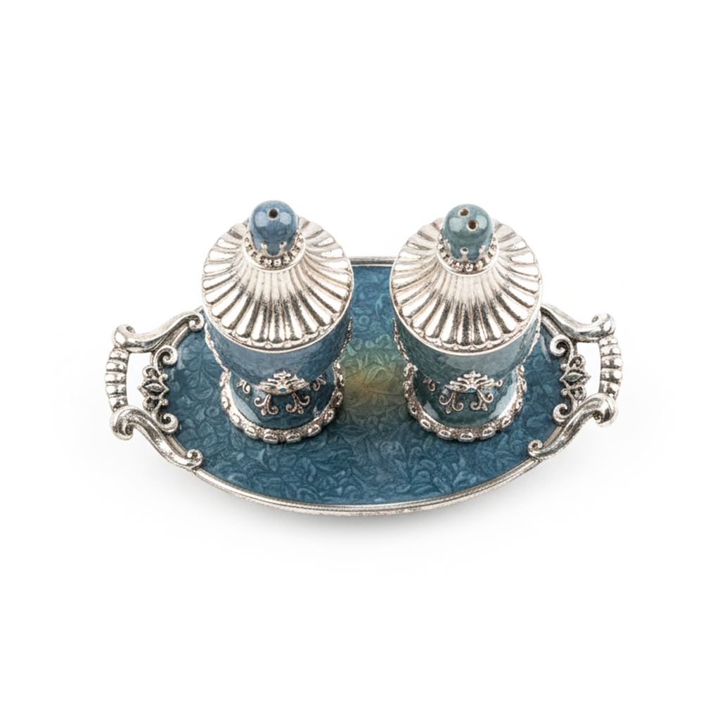 Quest Collection. Palais Salt and Pepper Shakers Hand-painted and Studded with Stones