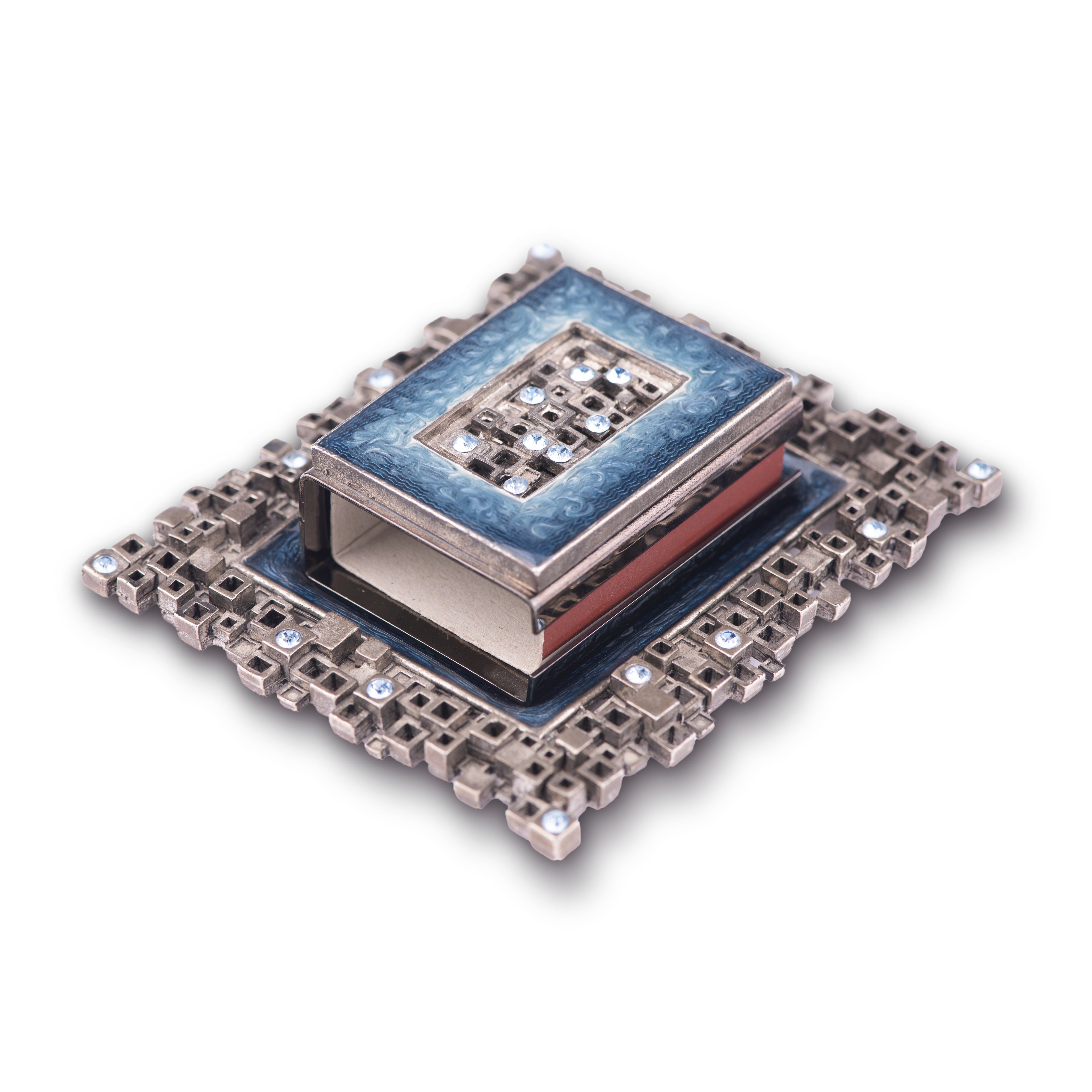 QUEST GIFTS&DESIGN. Modular Matchbox Set Studded with Swarovski. Small Size