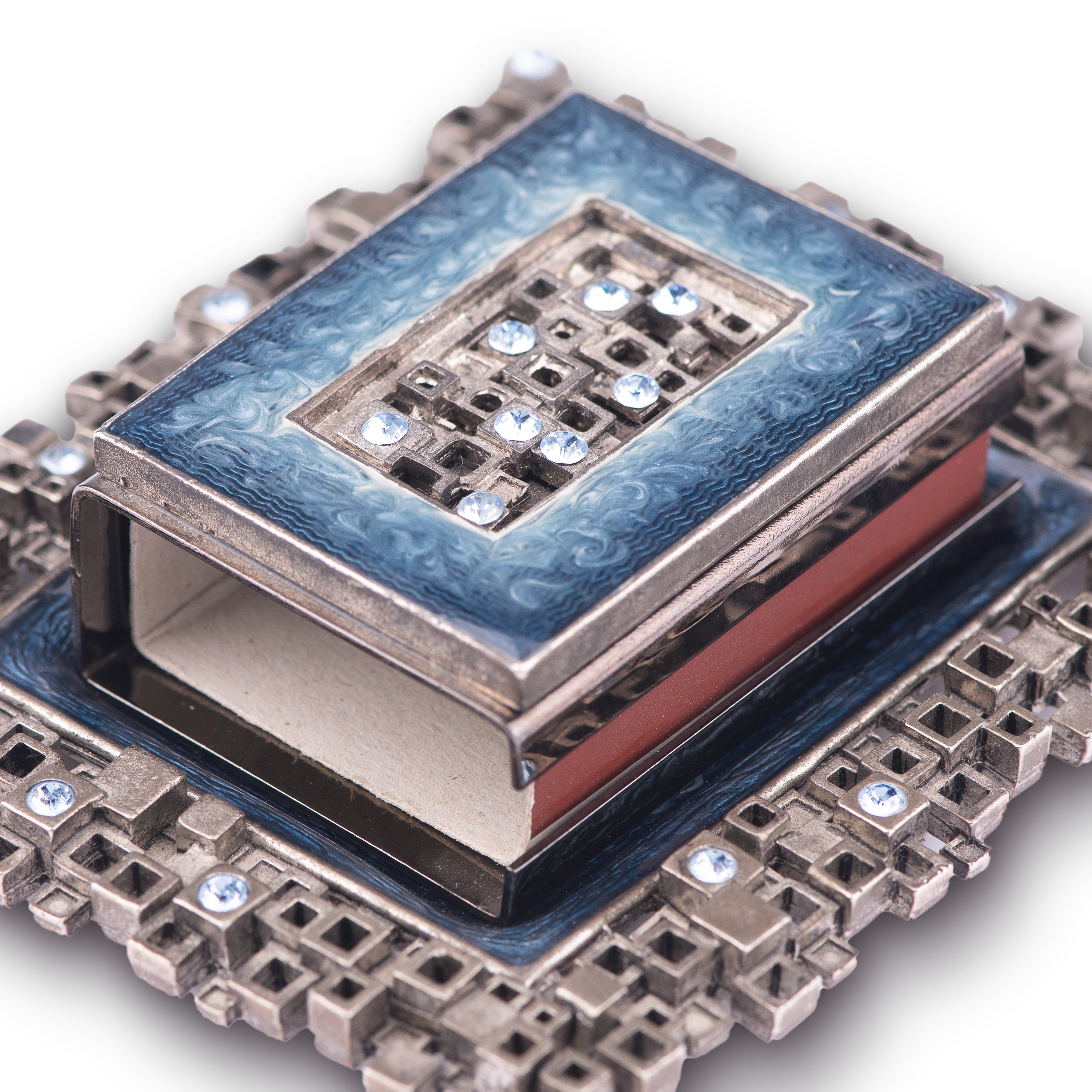 QUEST GIFTS&DESIGN. Modular Matchbox Set Studded with Swarovski. Small Size