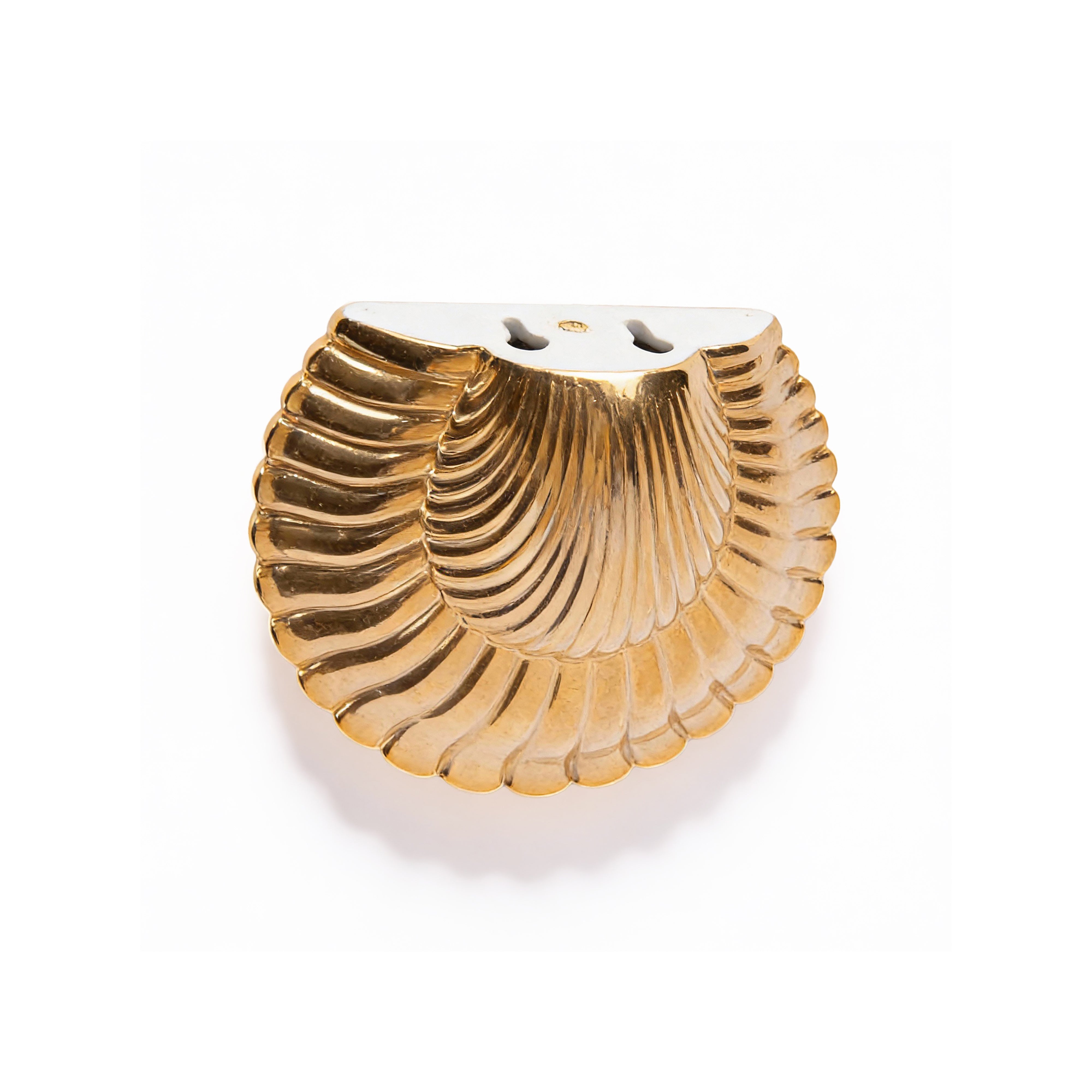 Global Views. Golden Porcelain Shell Shelf. Medium Size