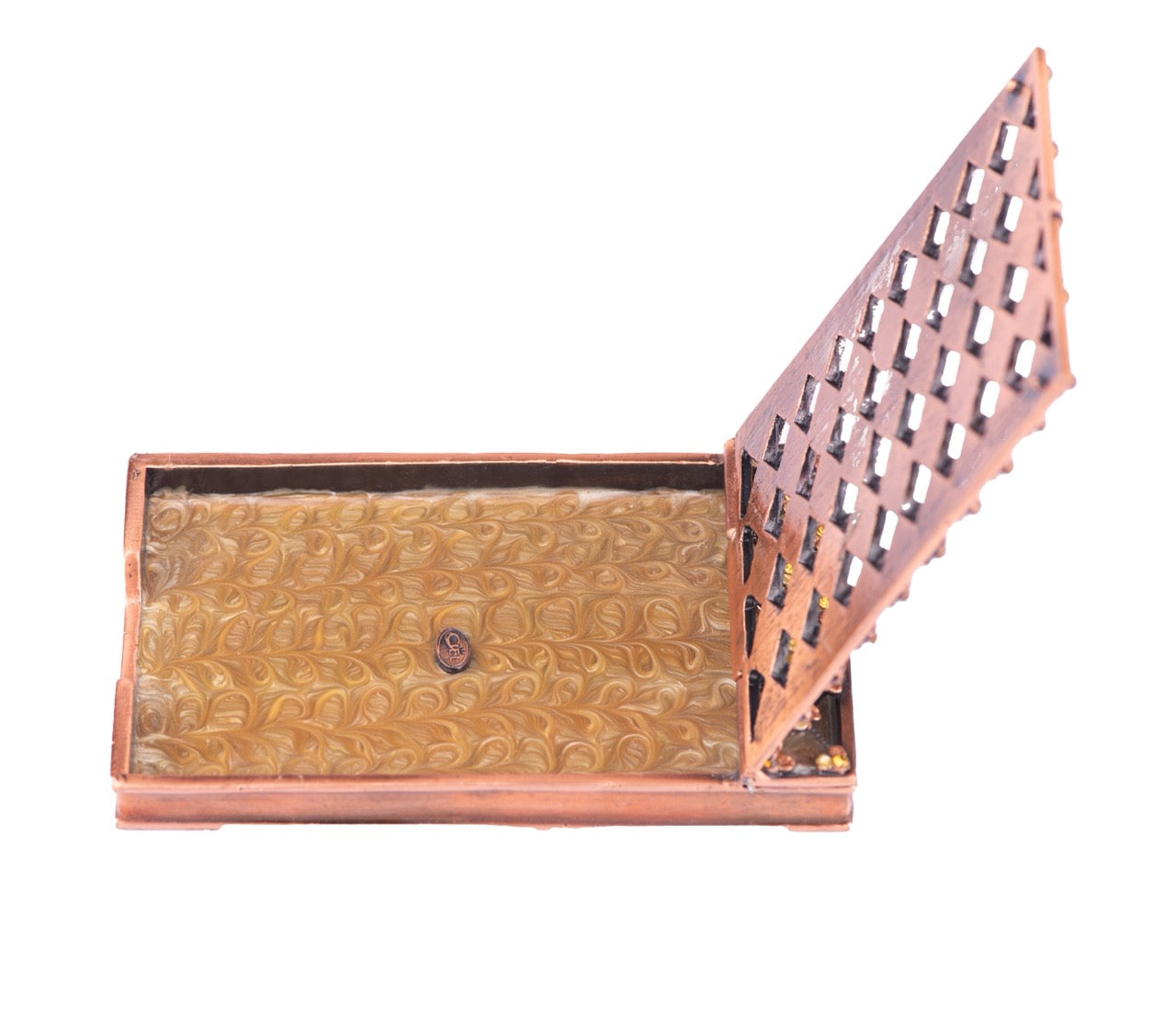 Jay Jayson's. Bronze Card Holder Studded with Crystals. Small Size