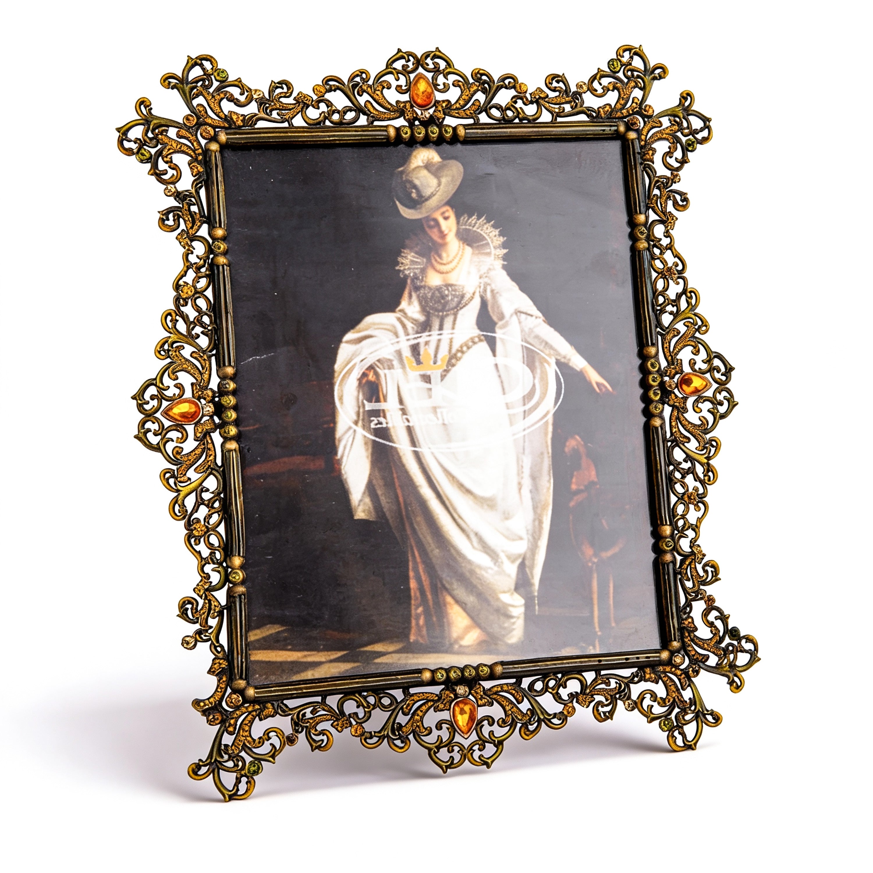 Jay Jayson's. Picture Frame Designed with Amber Crystals. Large Size