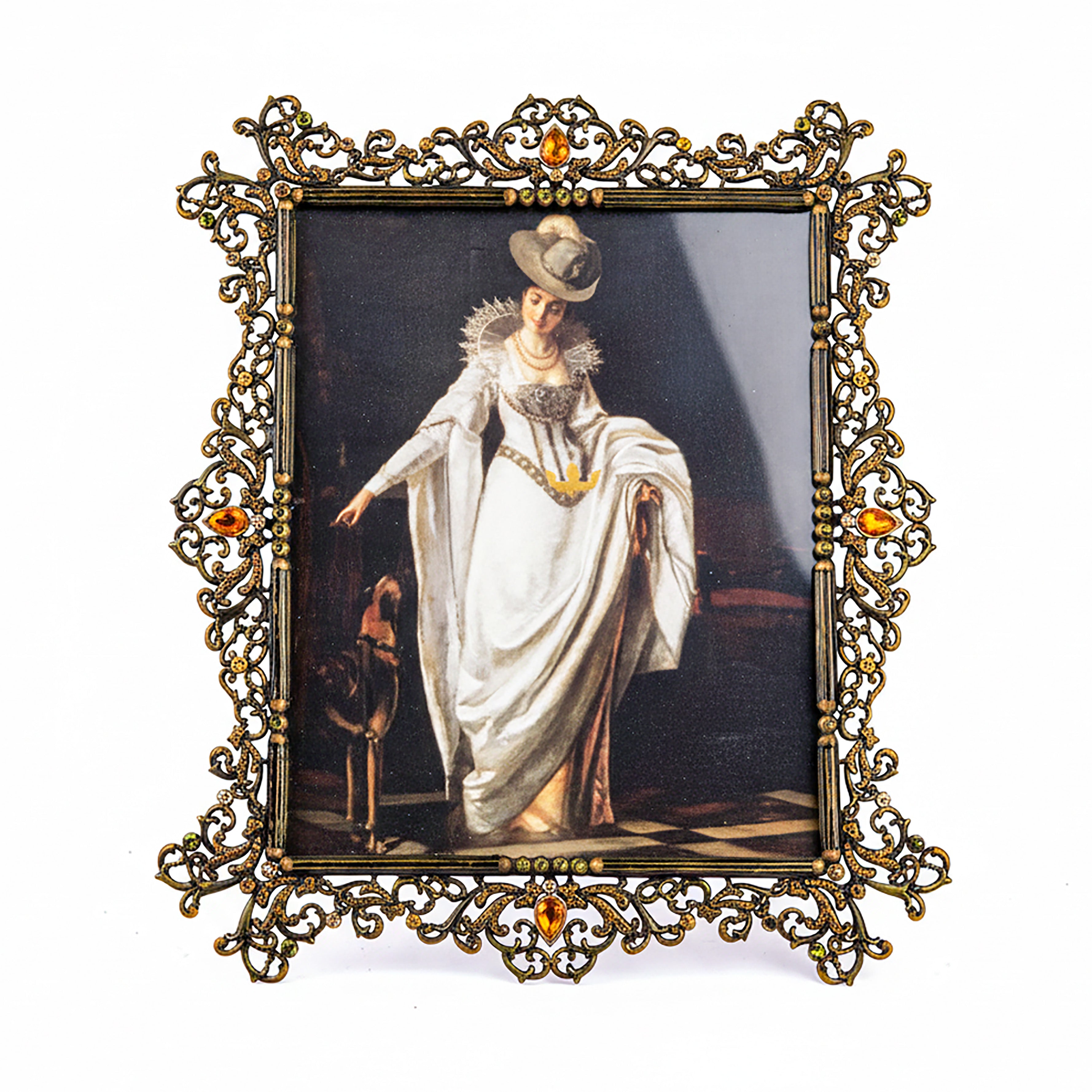 Jay Jayson's. Picture Frame Designed with Amber Crystals. Large Size