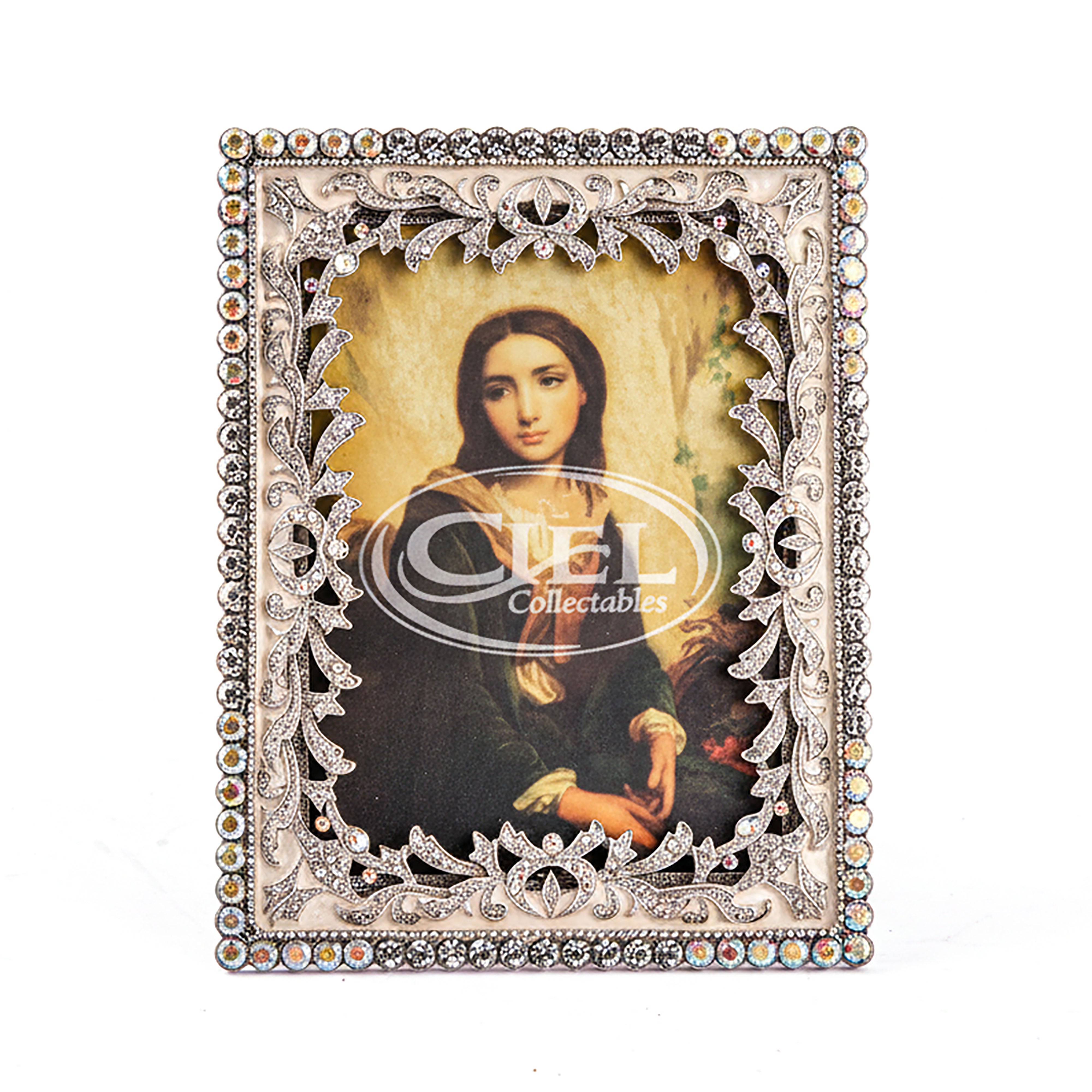 Jay Jayson's. Silver Picture Frame Studded with Swarovski. Medium Size