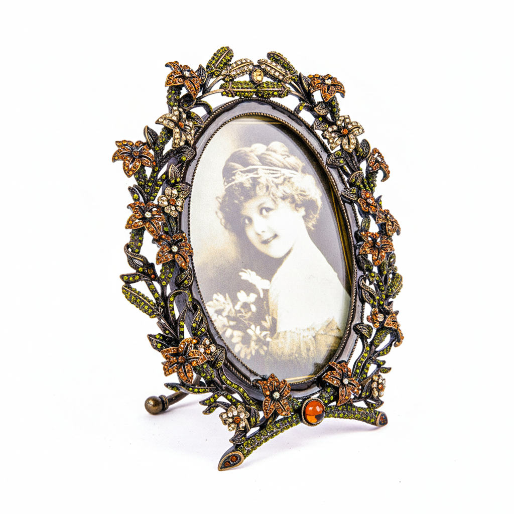 Jay Jayson's. Floral Picture Frame Studded with Swarovski.