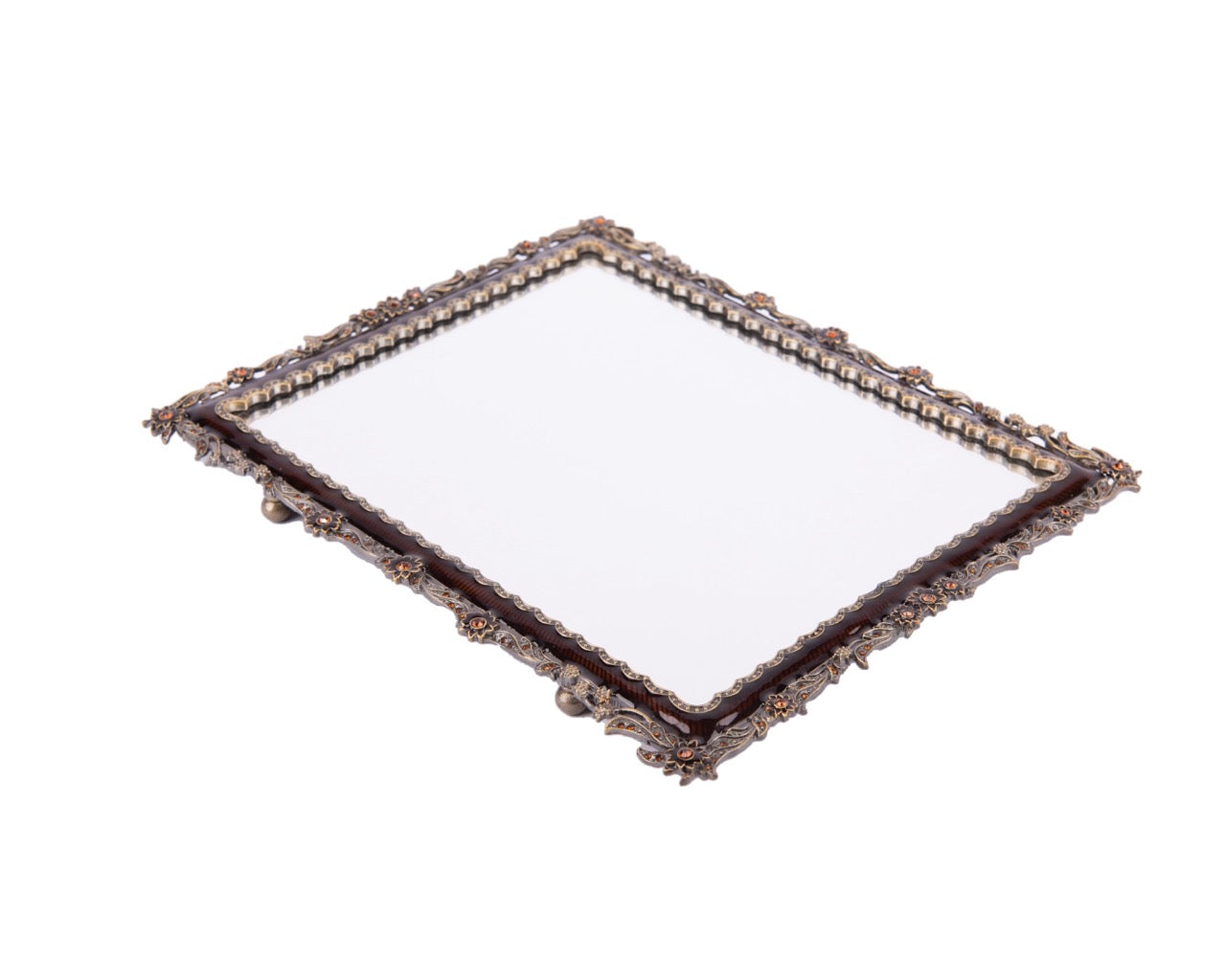 Jay Jayson's. Decorative Tray Studded with Amber Swarovski. Large Size