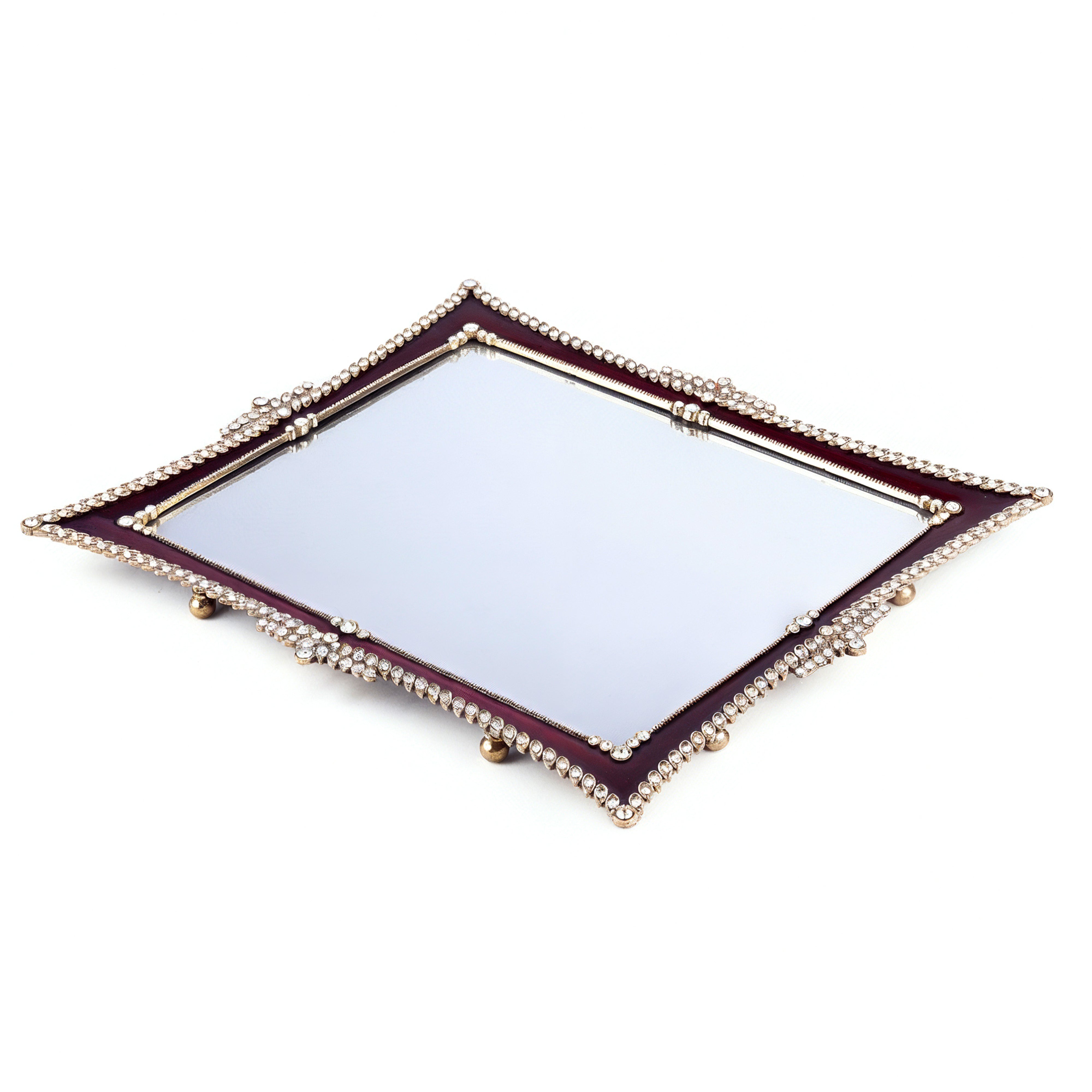 Jay Jayson's. Red Decorative Tray Studded with Crystals. Large Size