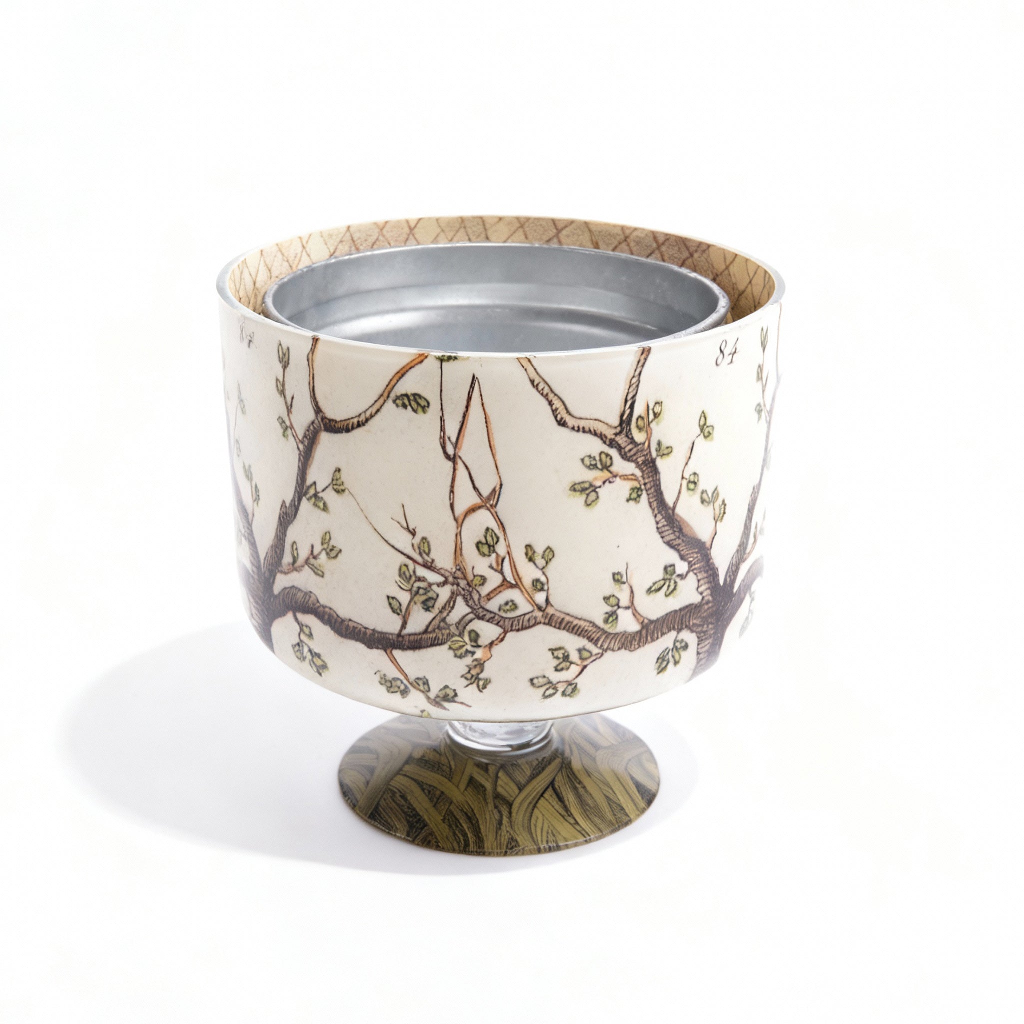 John Derian. Cache Pot with Tree Illustration