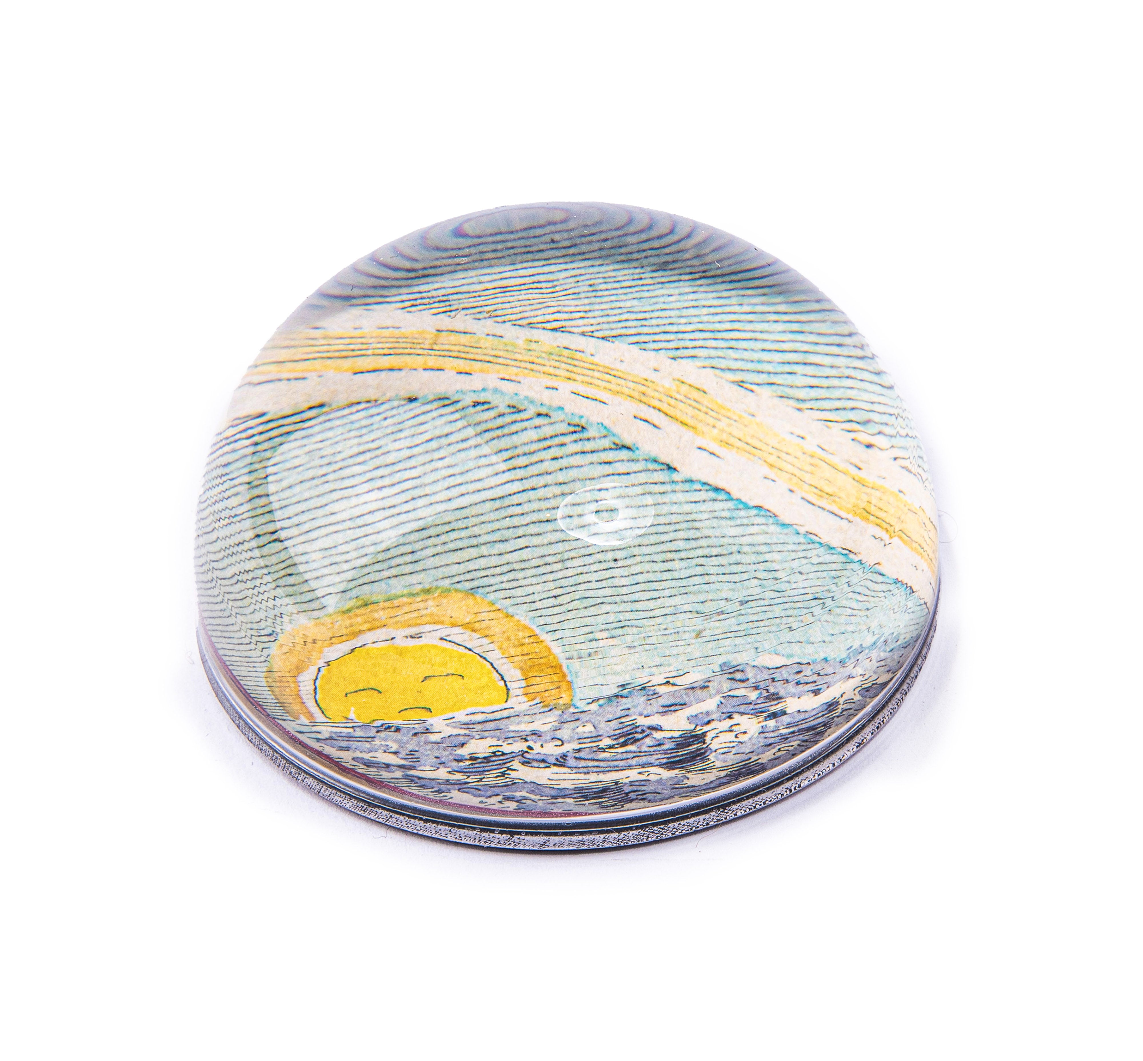 John Derian. Dome Paperweight with Sun Illustration