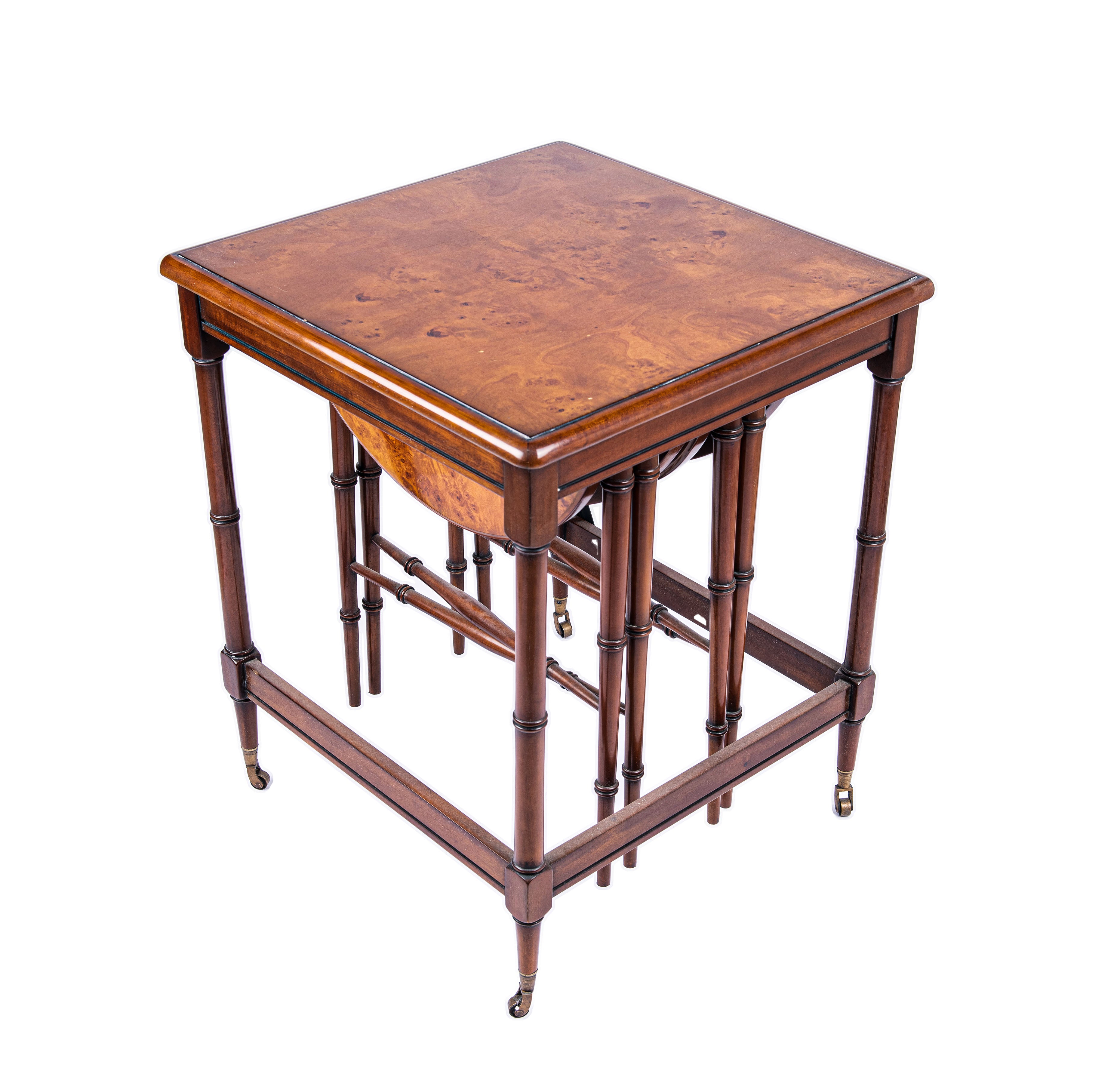 Jansen Furniture. Set of 3 Nesting tables From Italian Fine Wood. Large Size