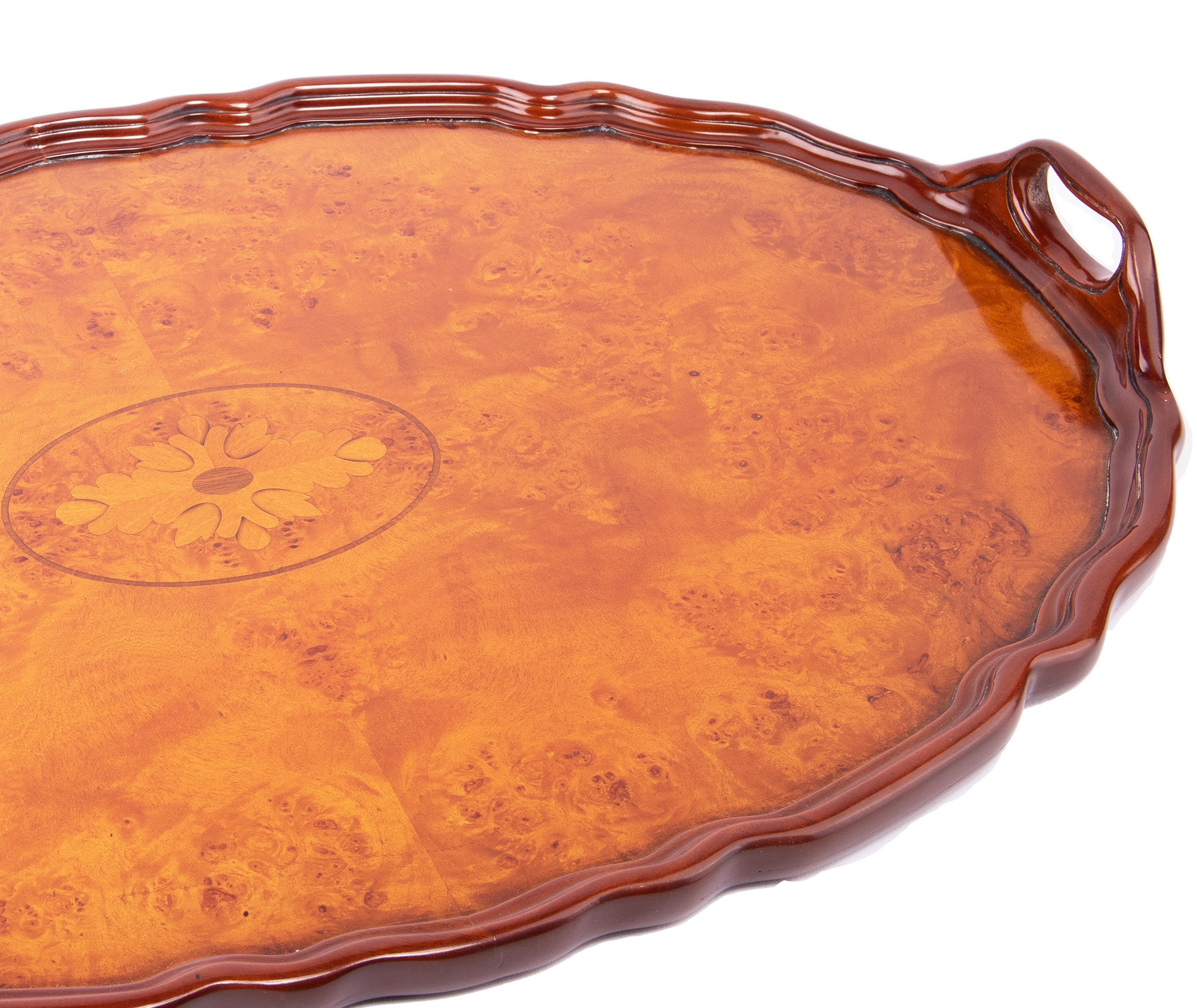 Jansen Furniture. Burled Wooden Tray. Large Size