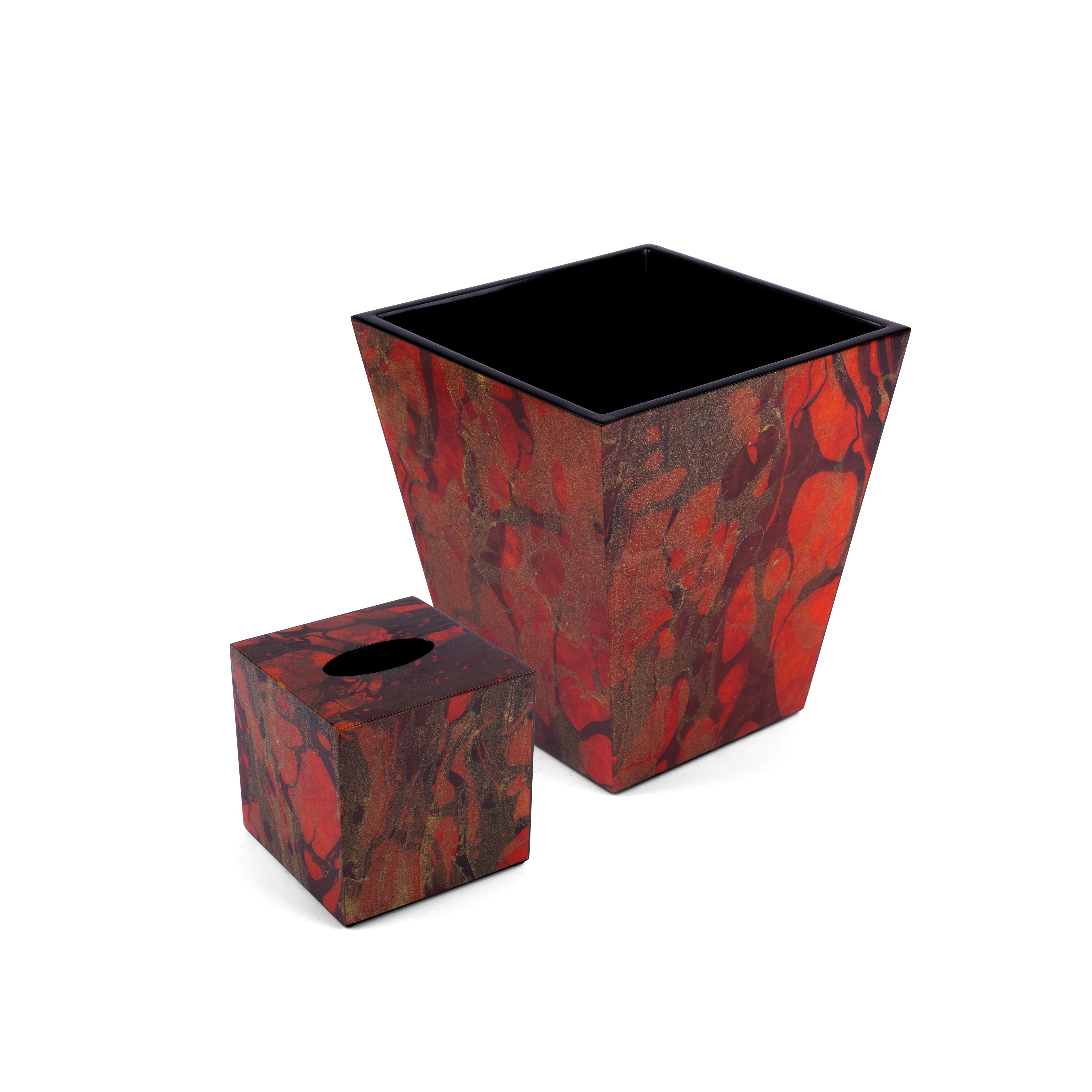 Pacific Connections. A Set of Wastebasket & Tissue Box in Textured Pattern