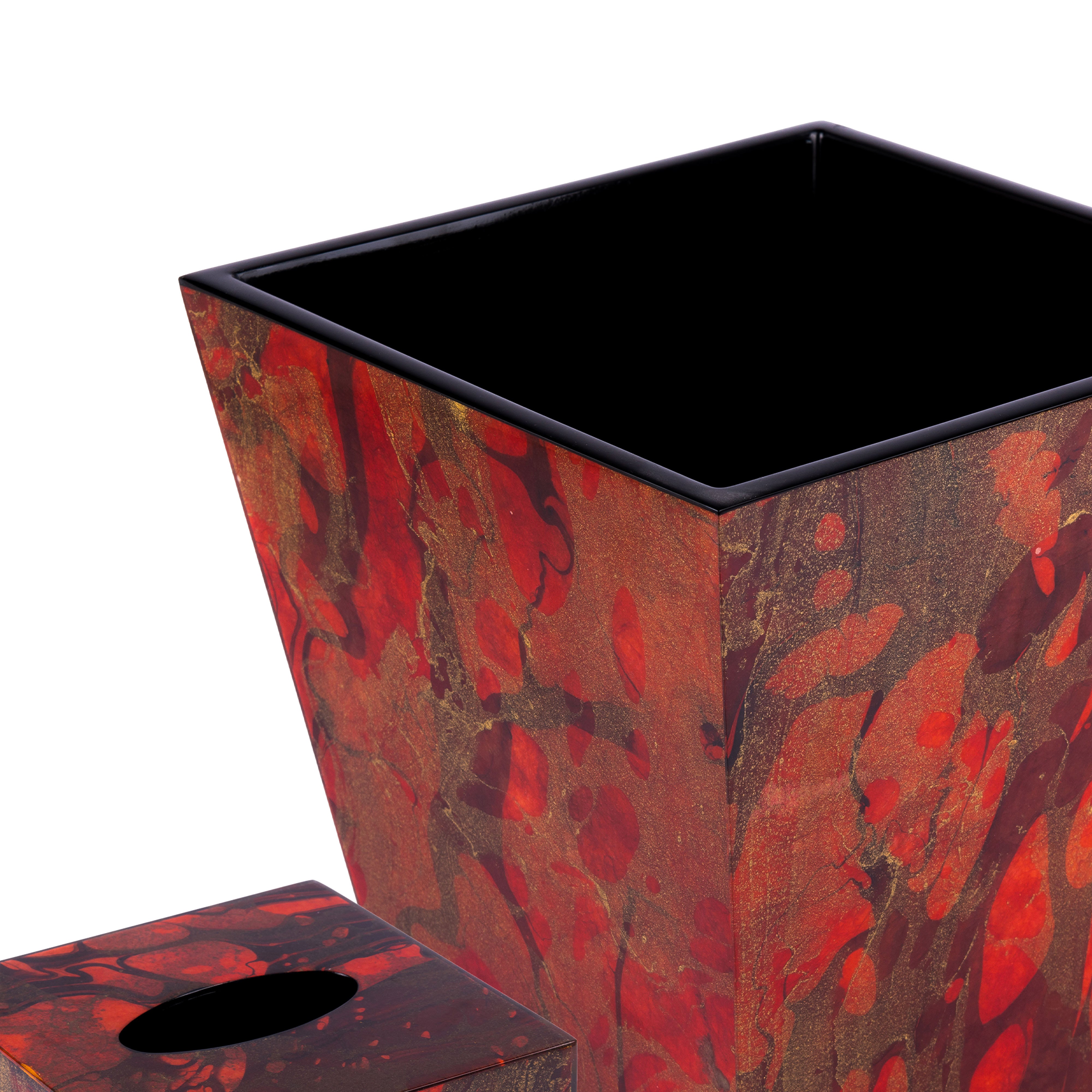 Pacific Connections. A Set of Wastebasket & Tissue Box in Textured Pattern