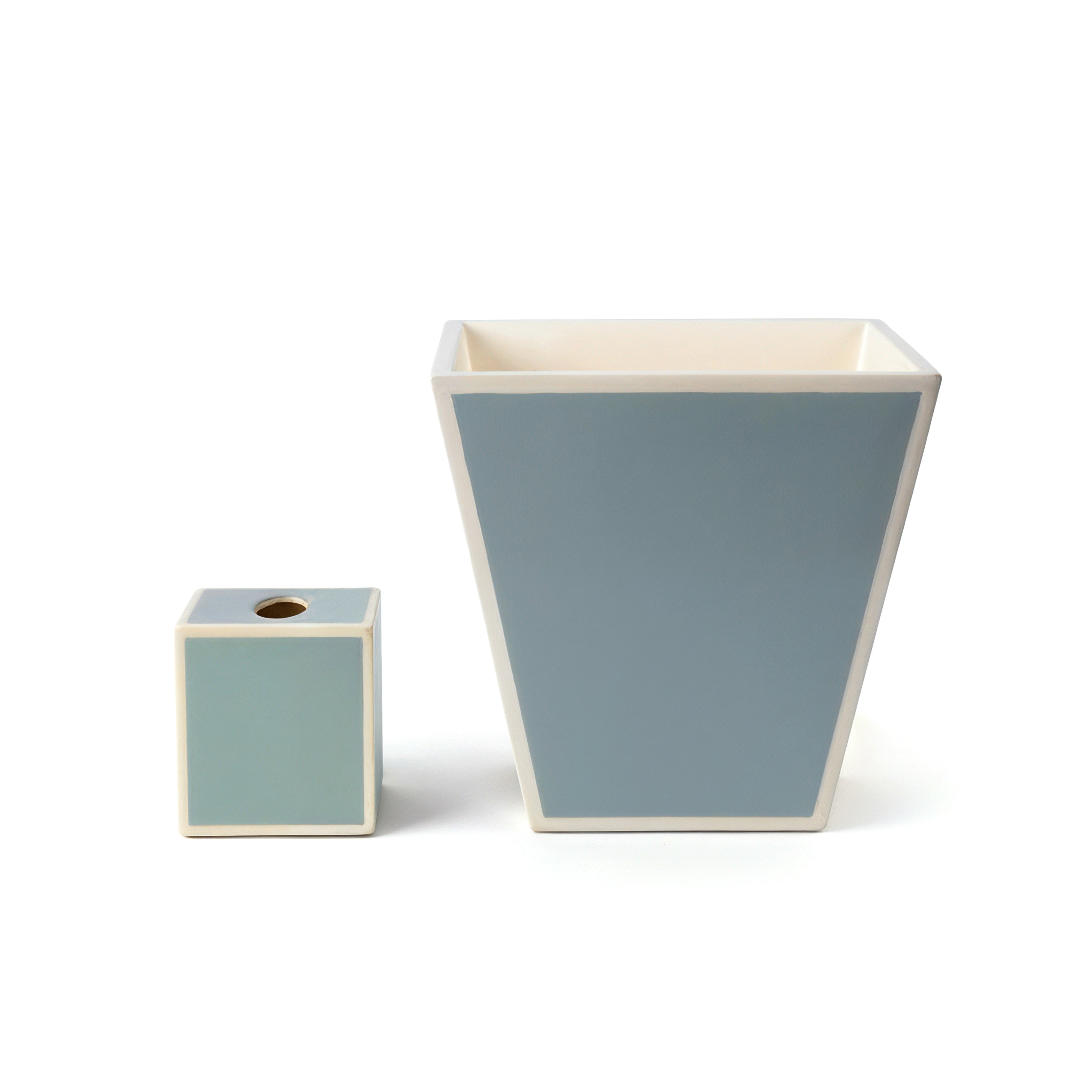 Pacific Connections. A Set of Grey Wastebasket & Tissue Box