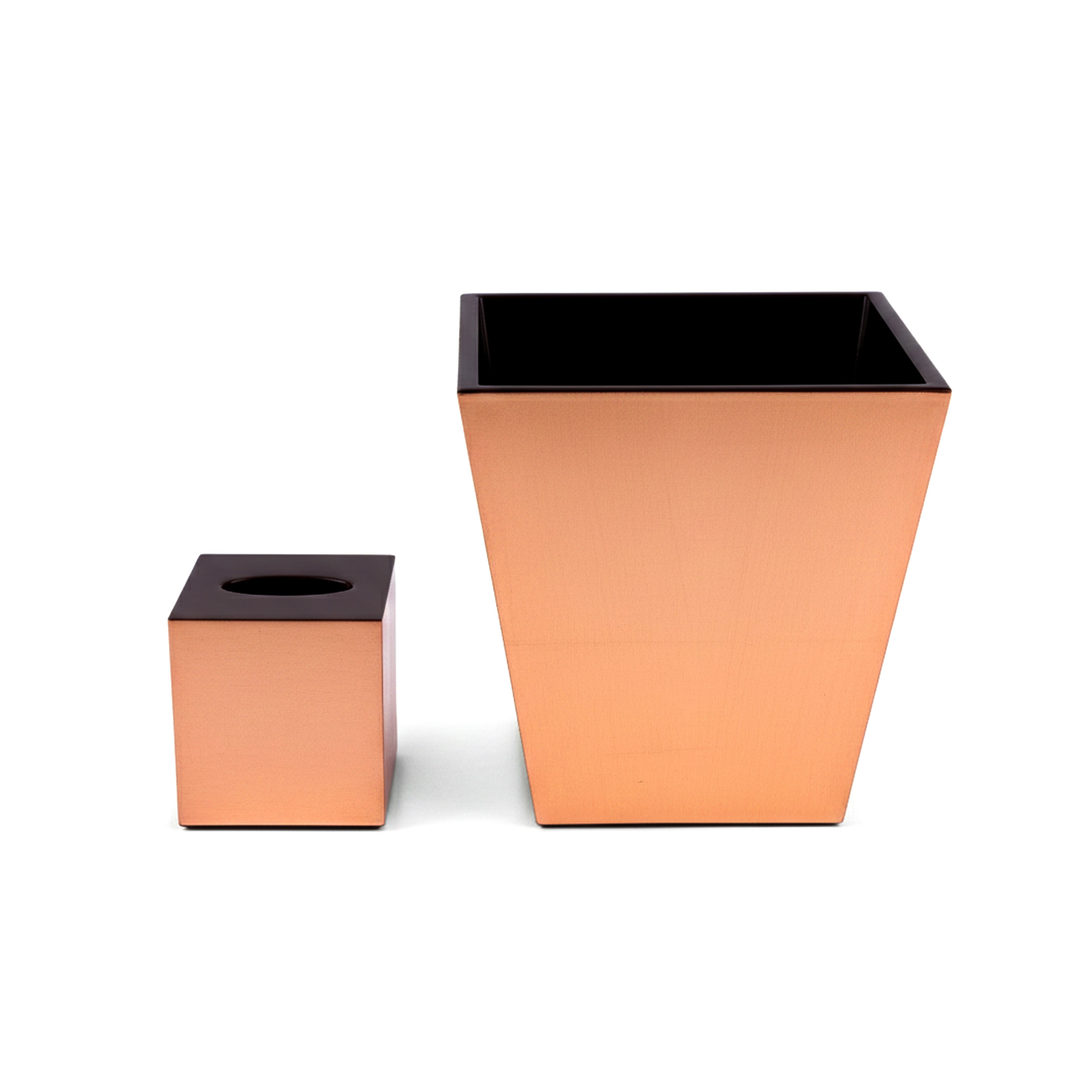Pacific Connections. A Set of Wastebasket & Tissue Box in Bronze