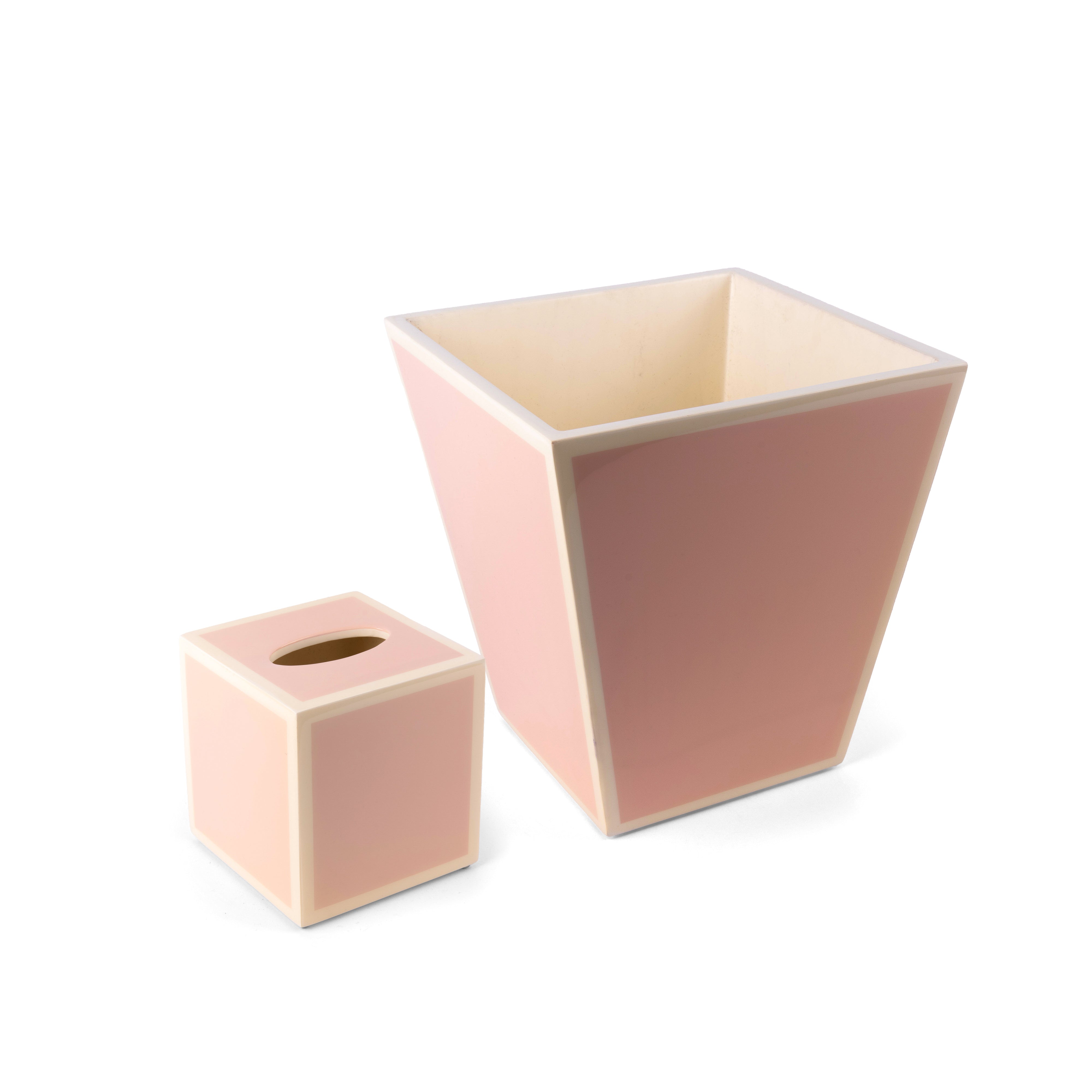 Pacific Connections. A Set of Pink Wastebasket & Tissue Box