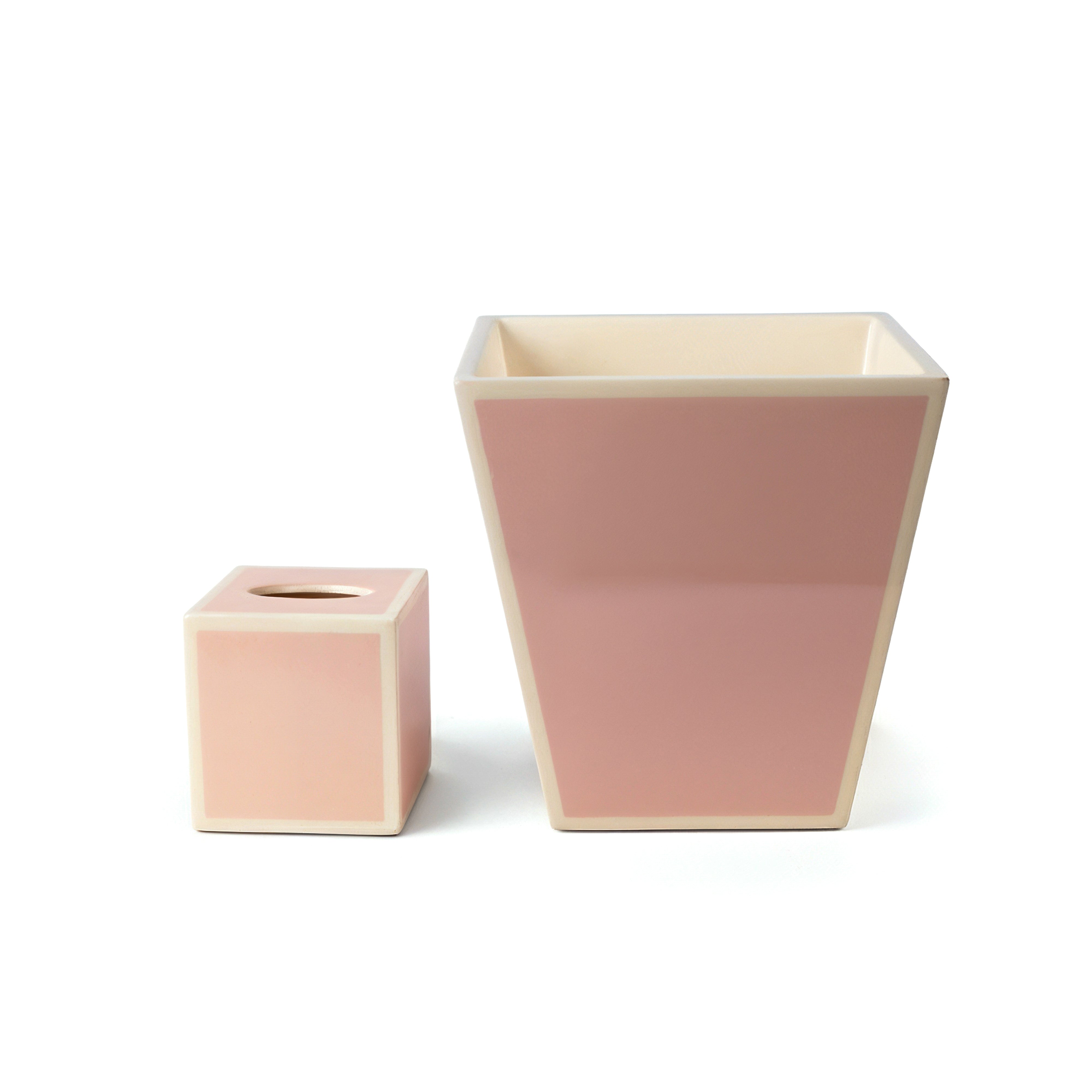 Pacific Connections. A Set of Pink Wastebasket & Tissue Box
