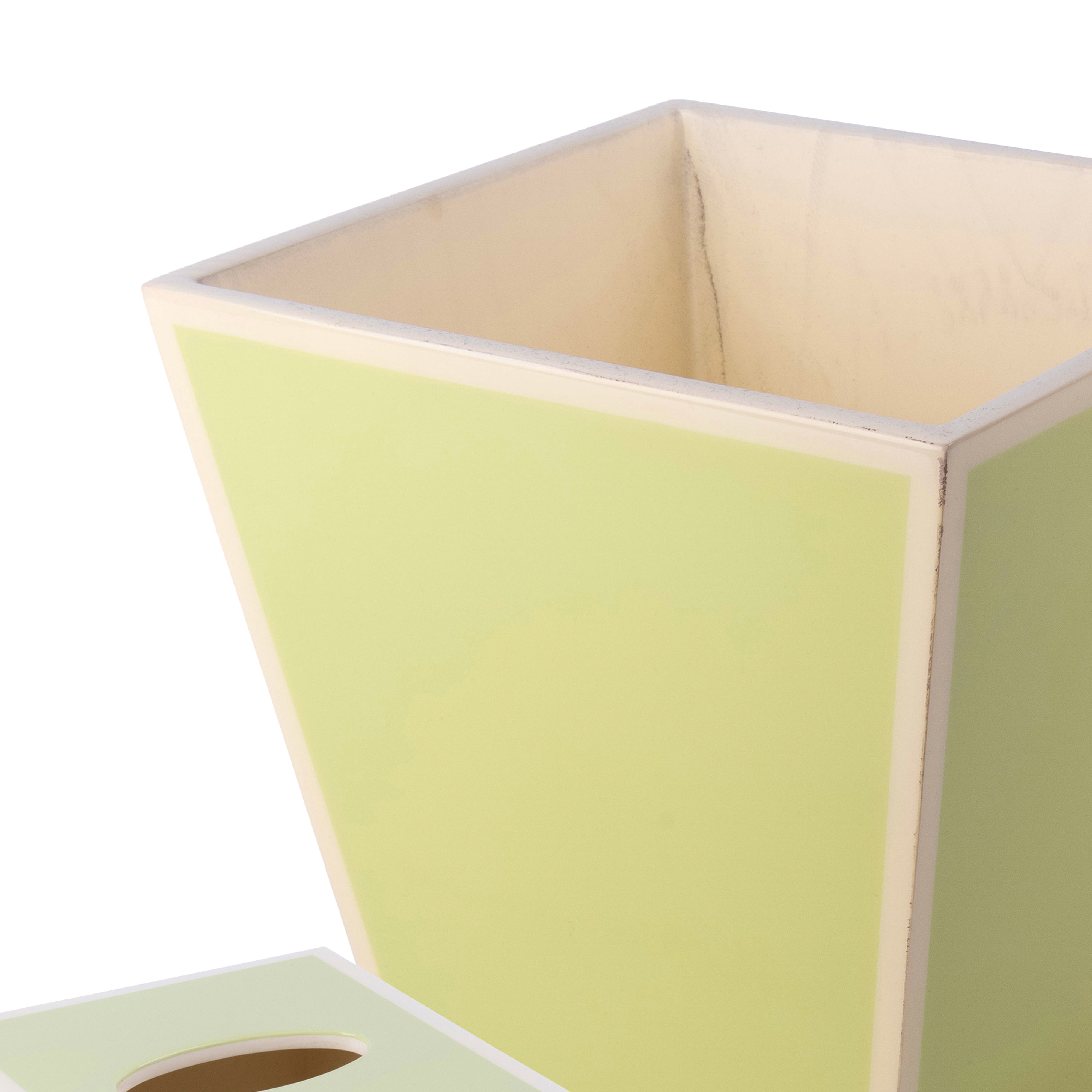 Pacific Connections. A Set of Green Wastebasket & Tissue Box