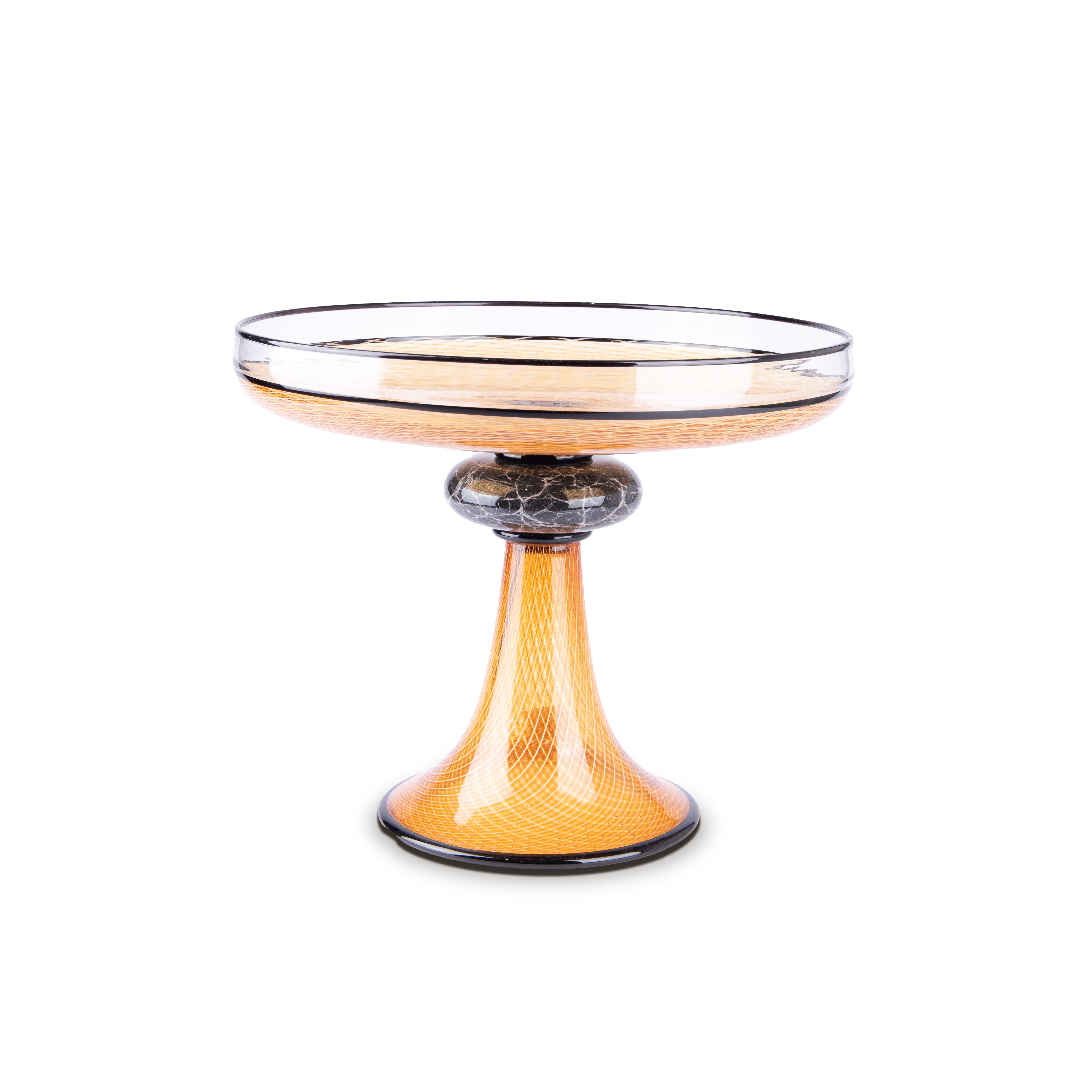 Kenny Pieper Glass. Crystal Pedestal Decorative Plate. Large Size