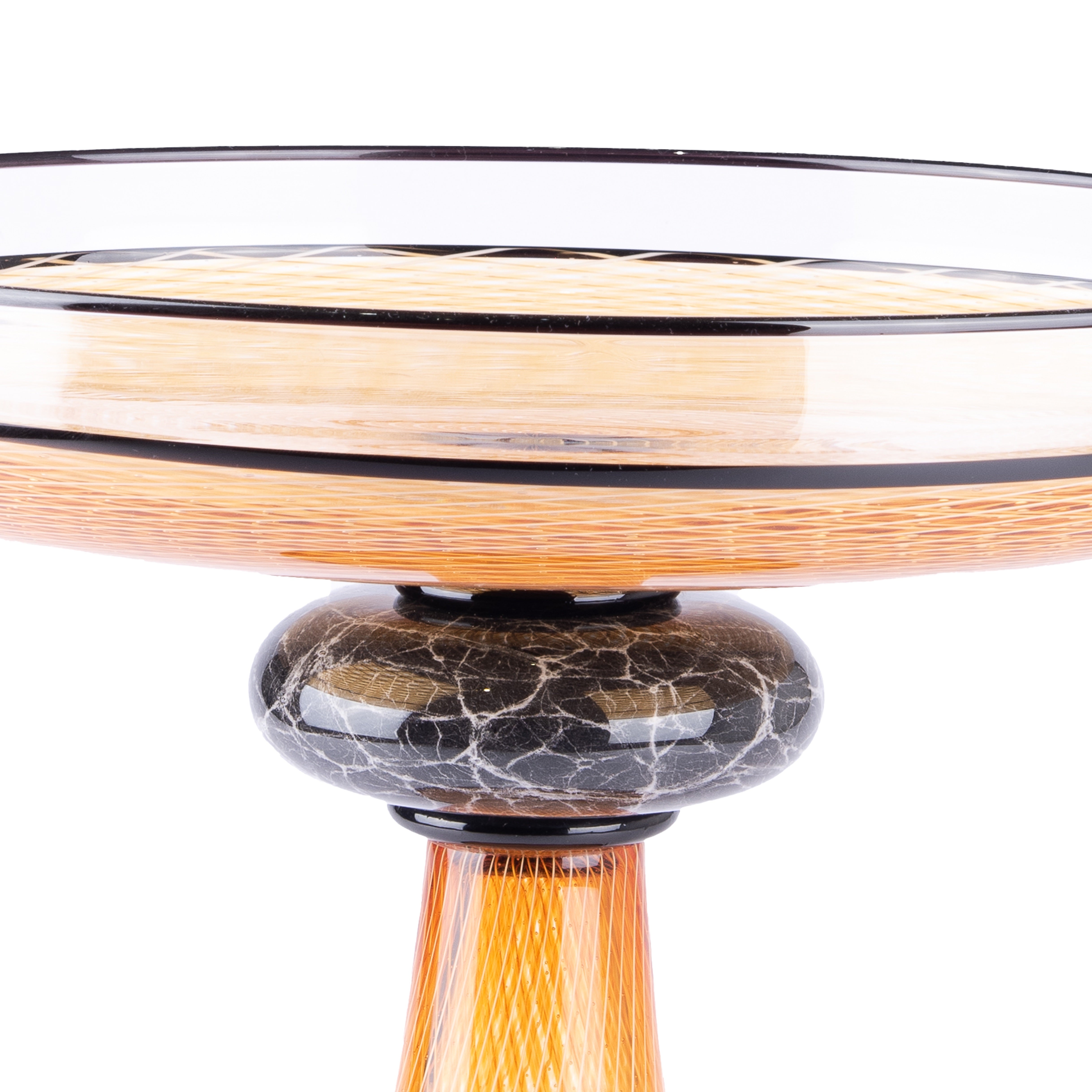 Kenny Pieper Glass. Crystal Pedestal Decorative Plate. Large Size