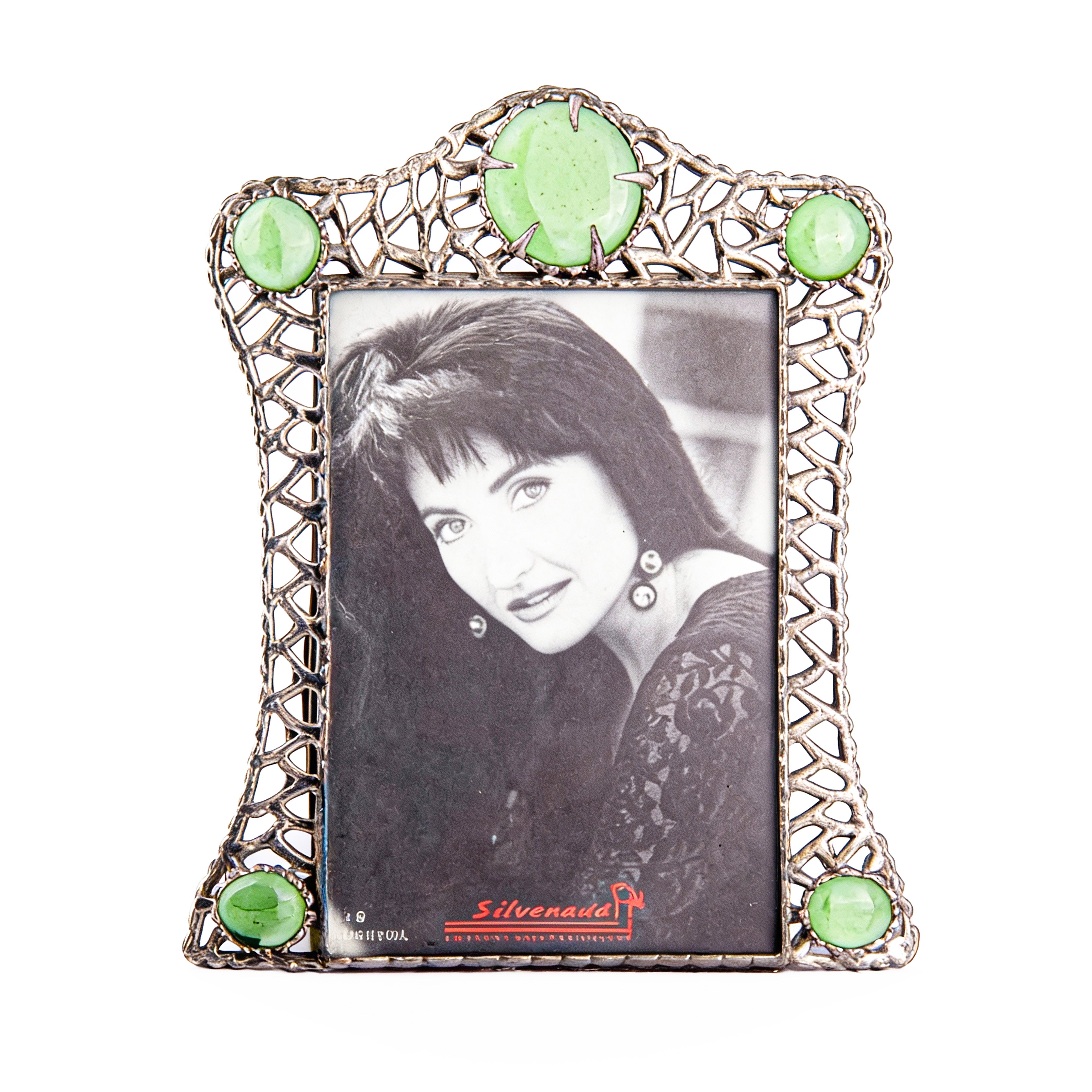 Silverado. Silver Photo Frame with Green Studs