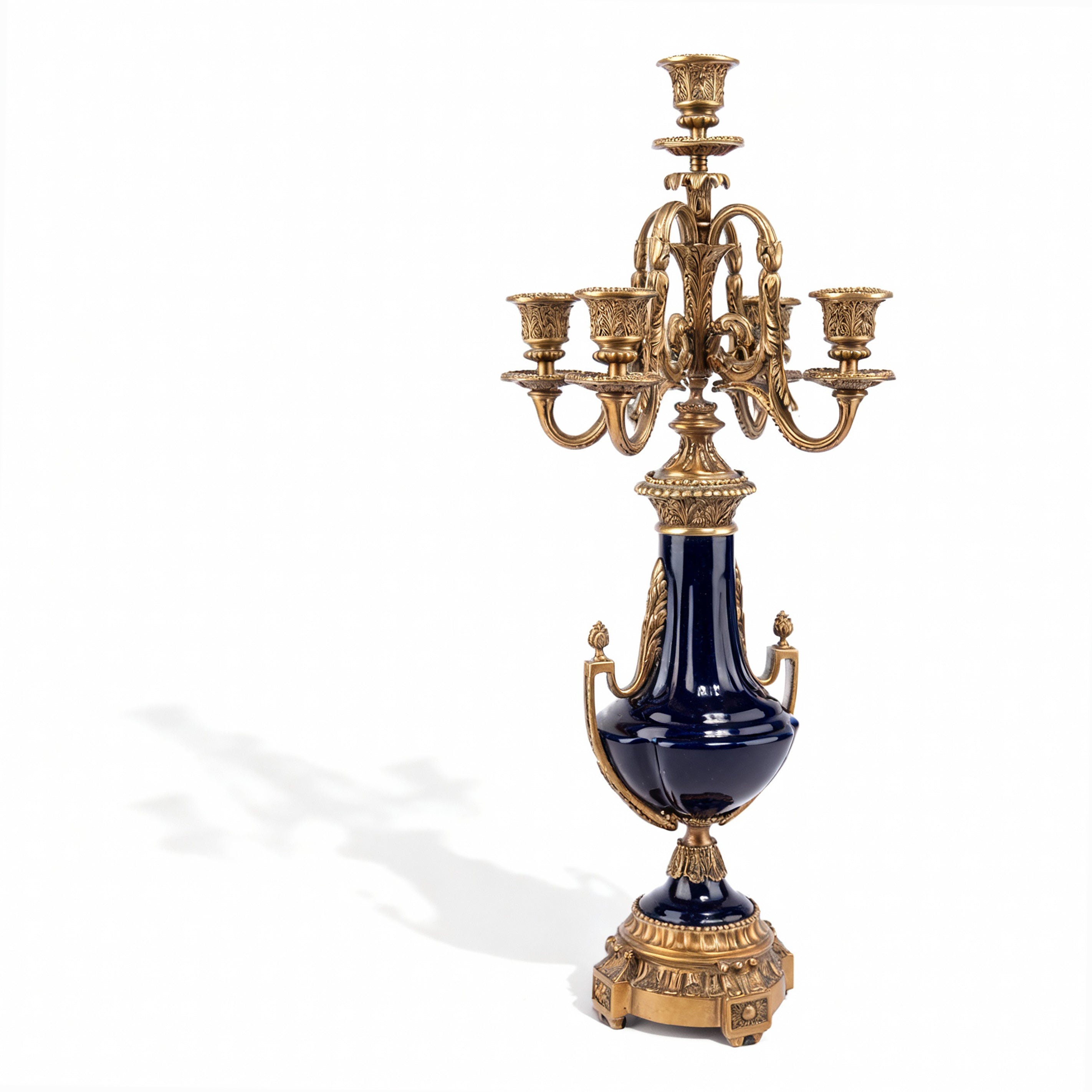 Karnabi. Crystal Candle Stand in Blue Enamel.