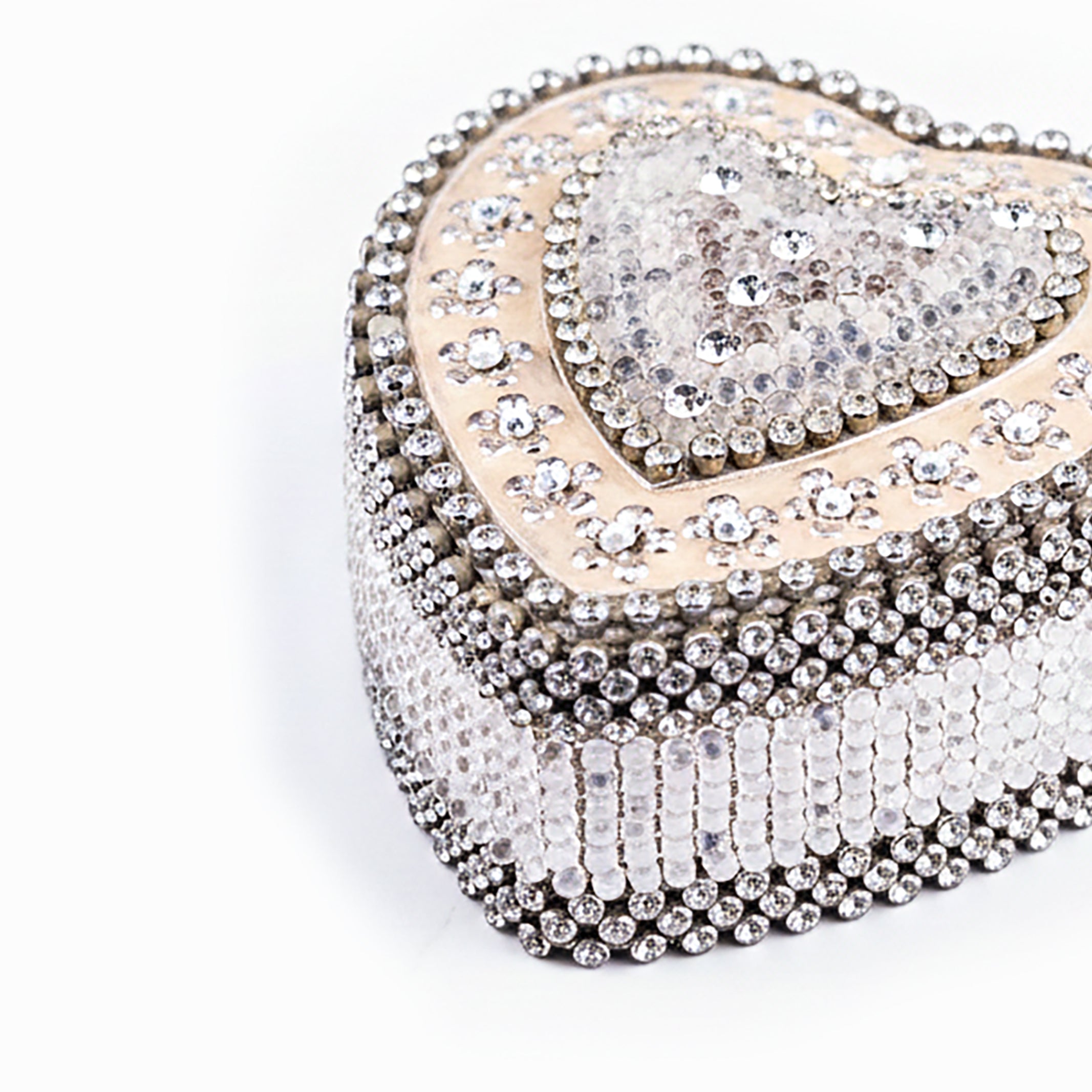 B.B Simon. Heart Shaped Box Studded with Crystals.