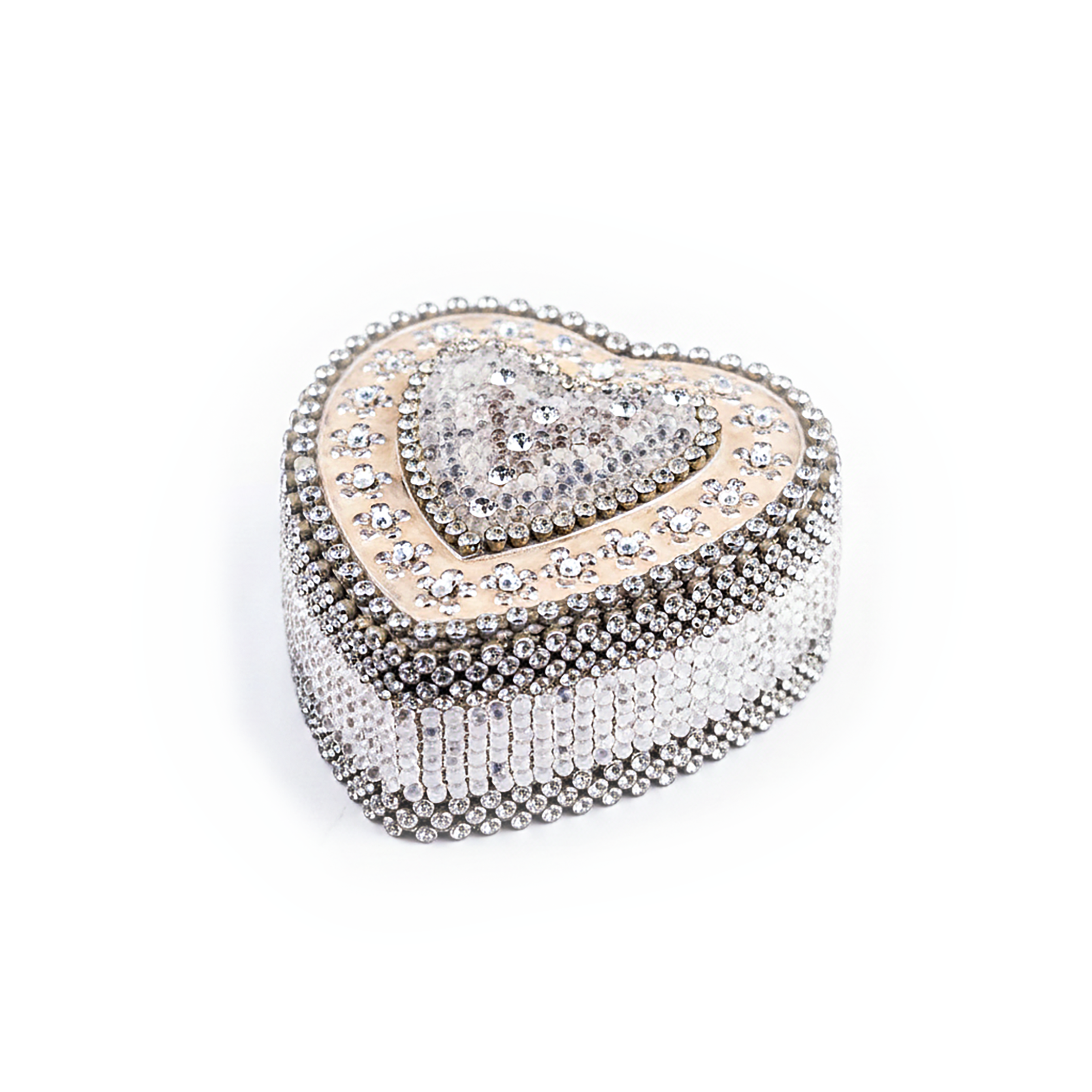 B.B Simon. Heart Shaped Box Studded with Crystals.