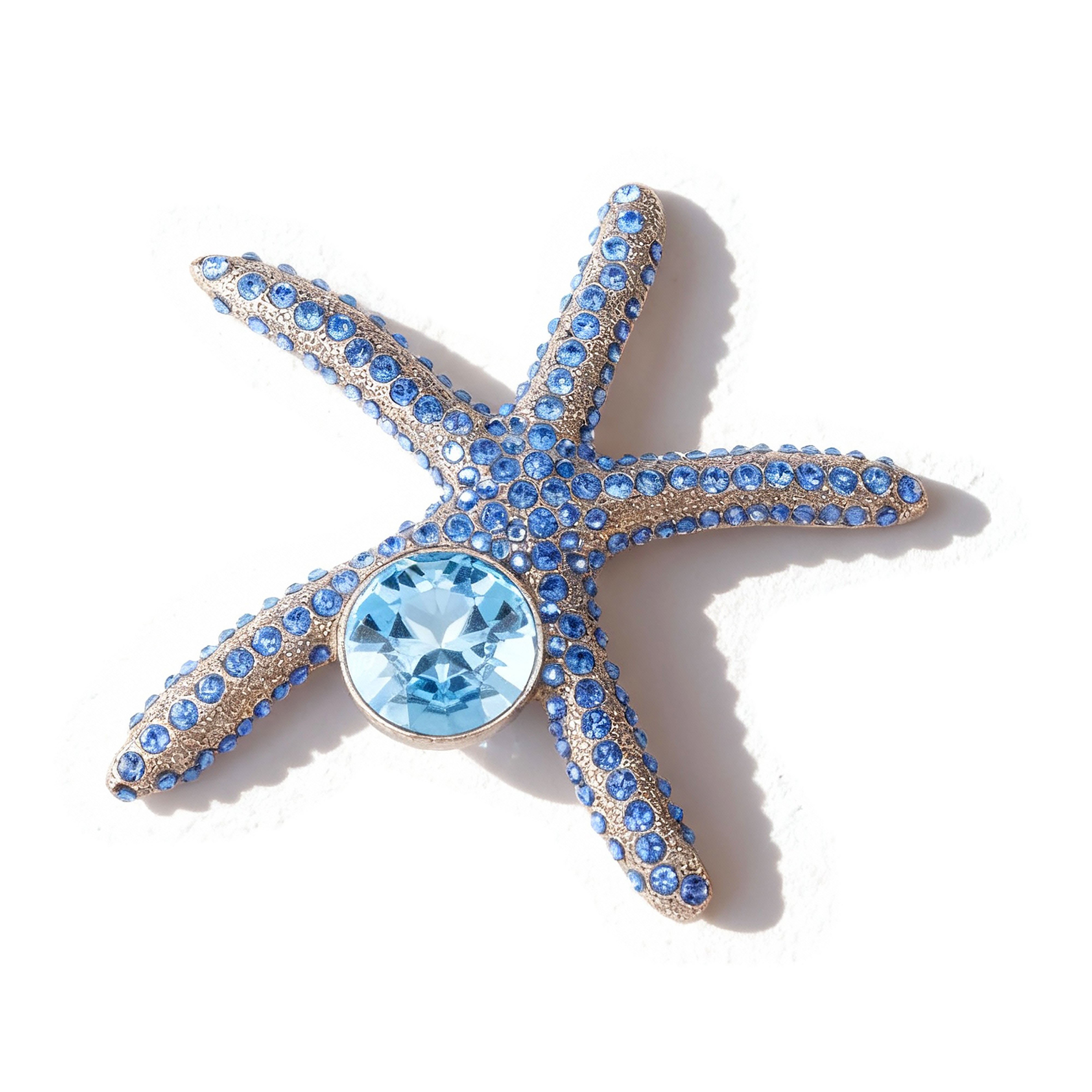 B.B Simon. Blue Starfish Figurine Studded with Crystals & Sapphire Stone.