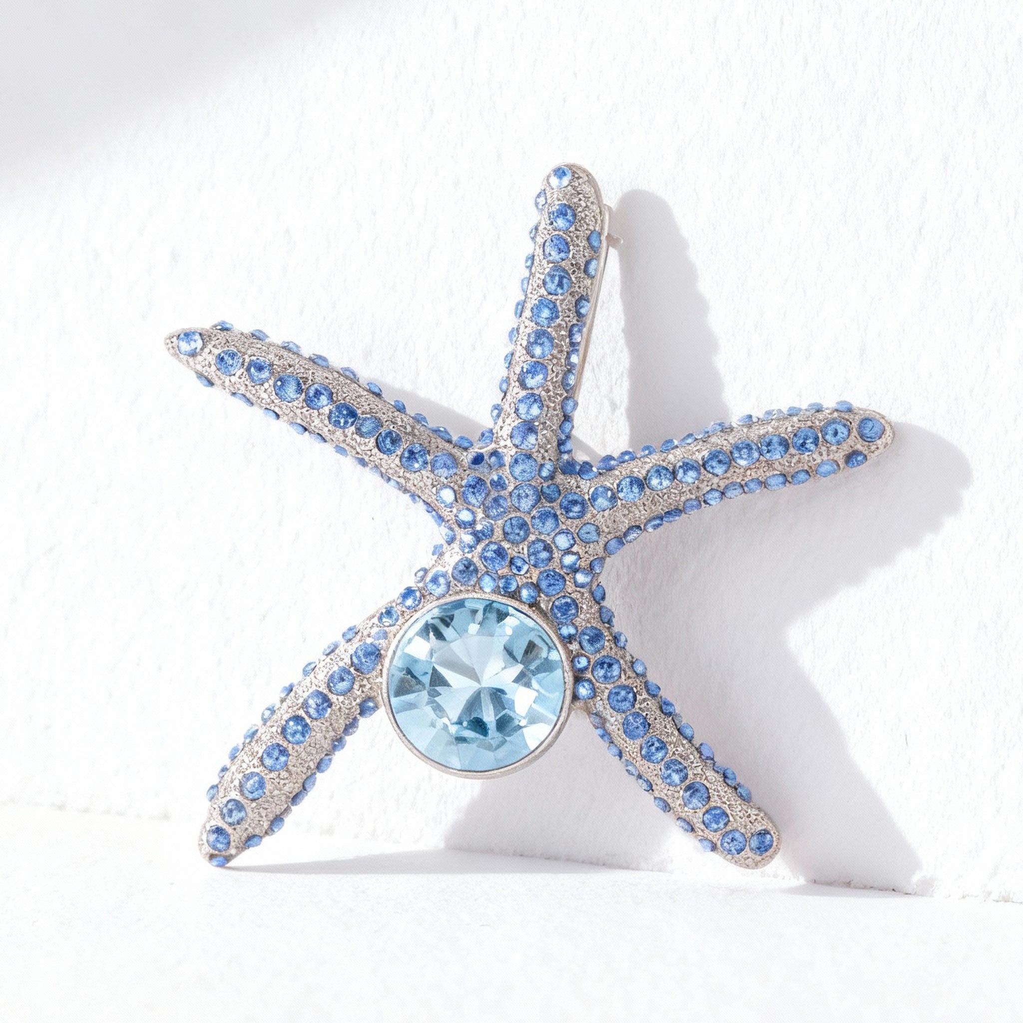 B.B Simon. Blue Starfish Figurine Studded with Crystals & Sapphire Stone.