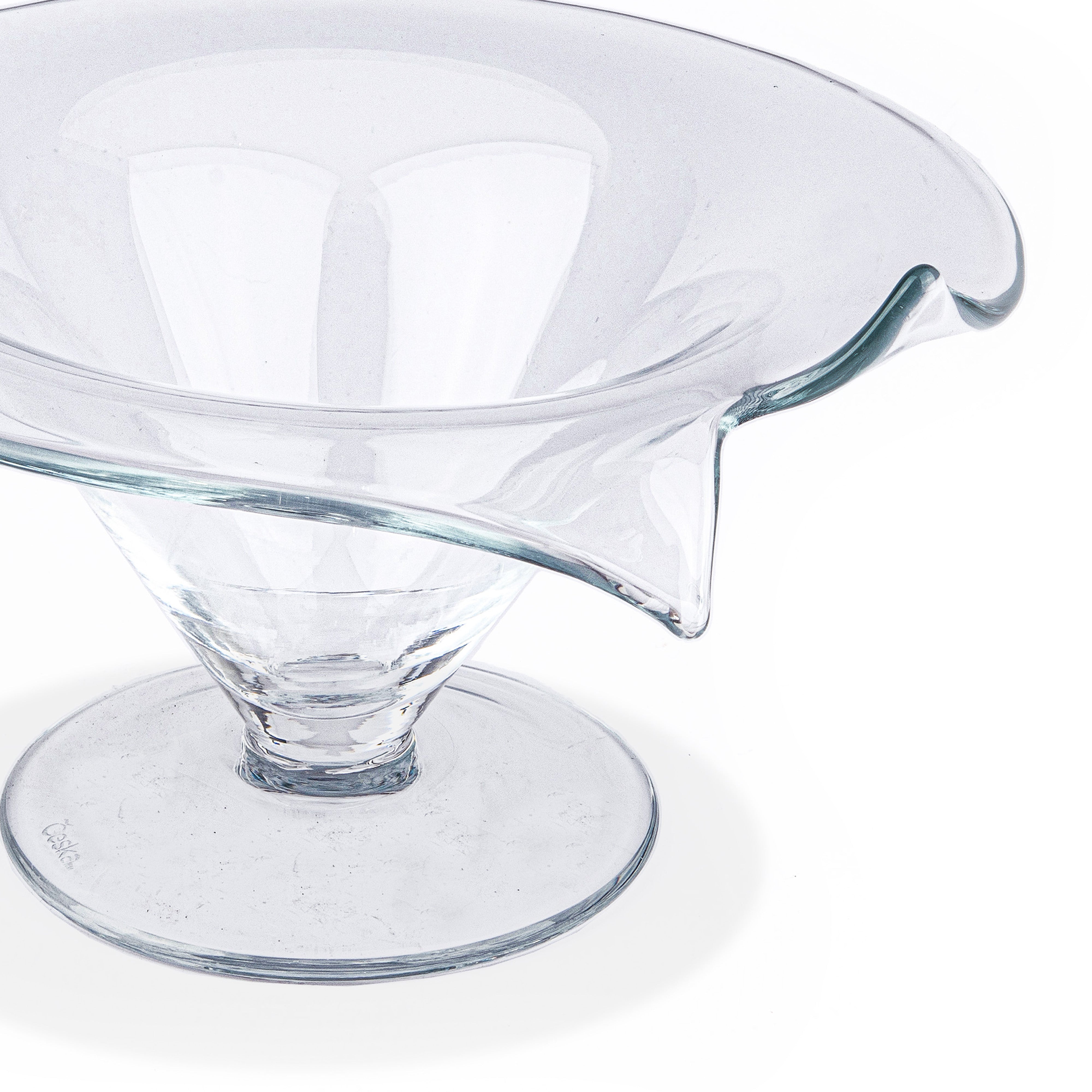 Godinger. Crystal Curving Edge Decorative Bowl. Large Size