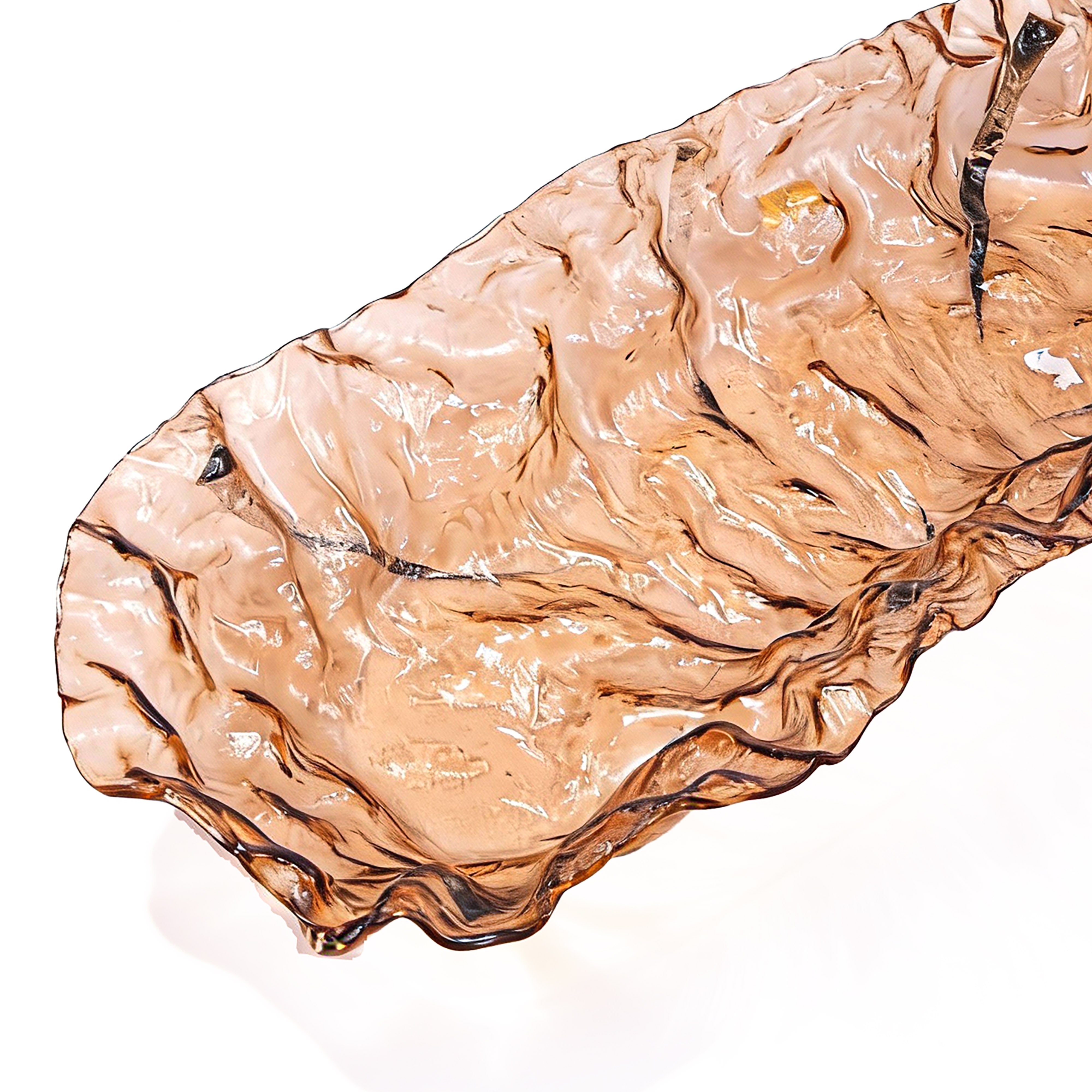 Vetrofuso. Amber Crystal Decorative Plate. Large Size