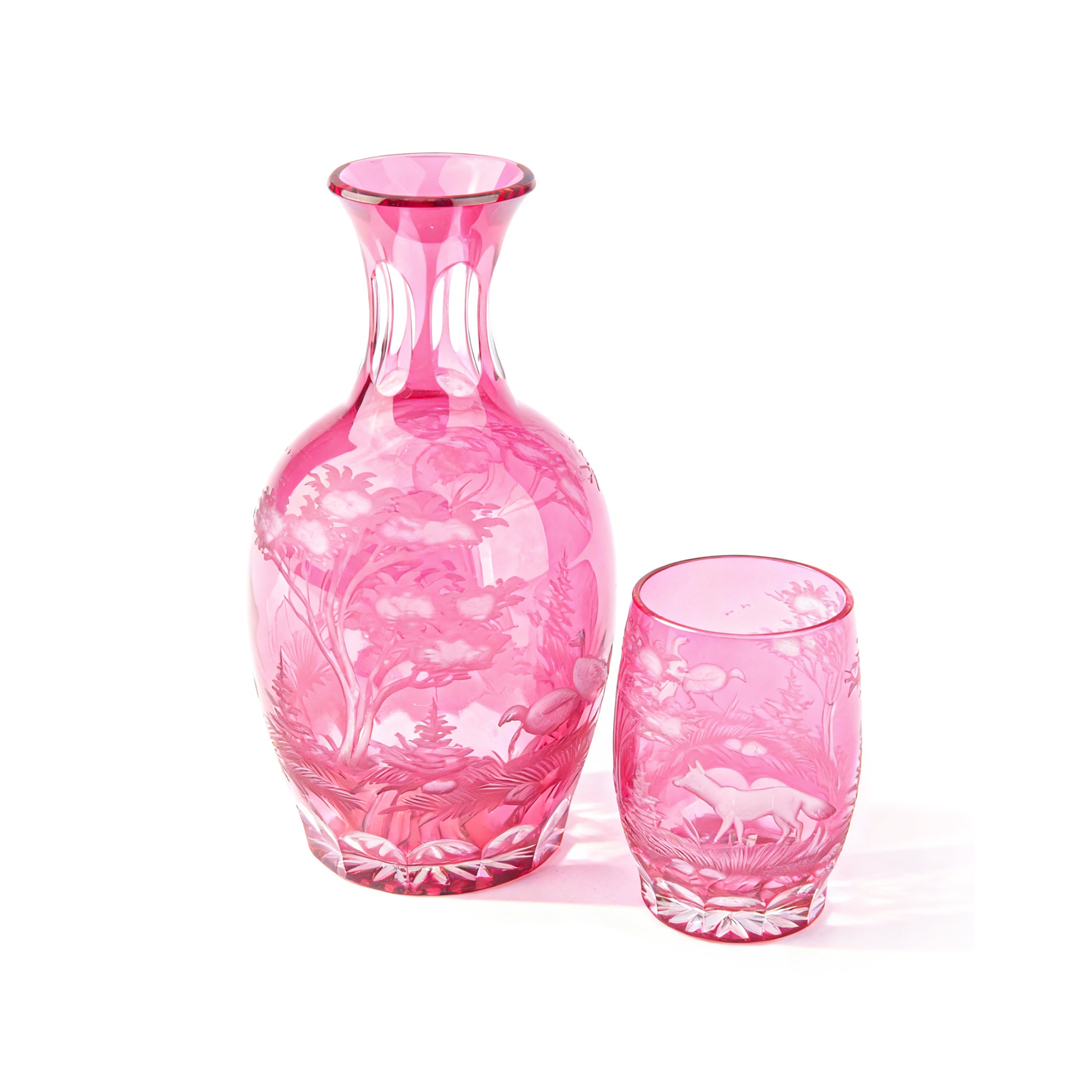 The Rosenthal. A set of Pink Crystal Carafe & Tumbler. 530 ML