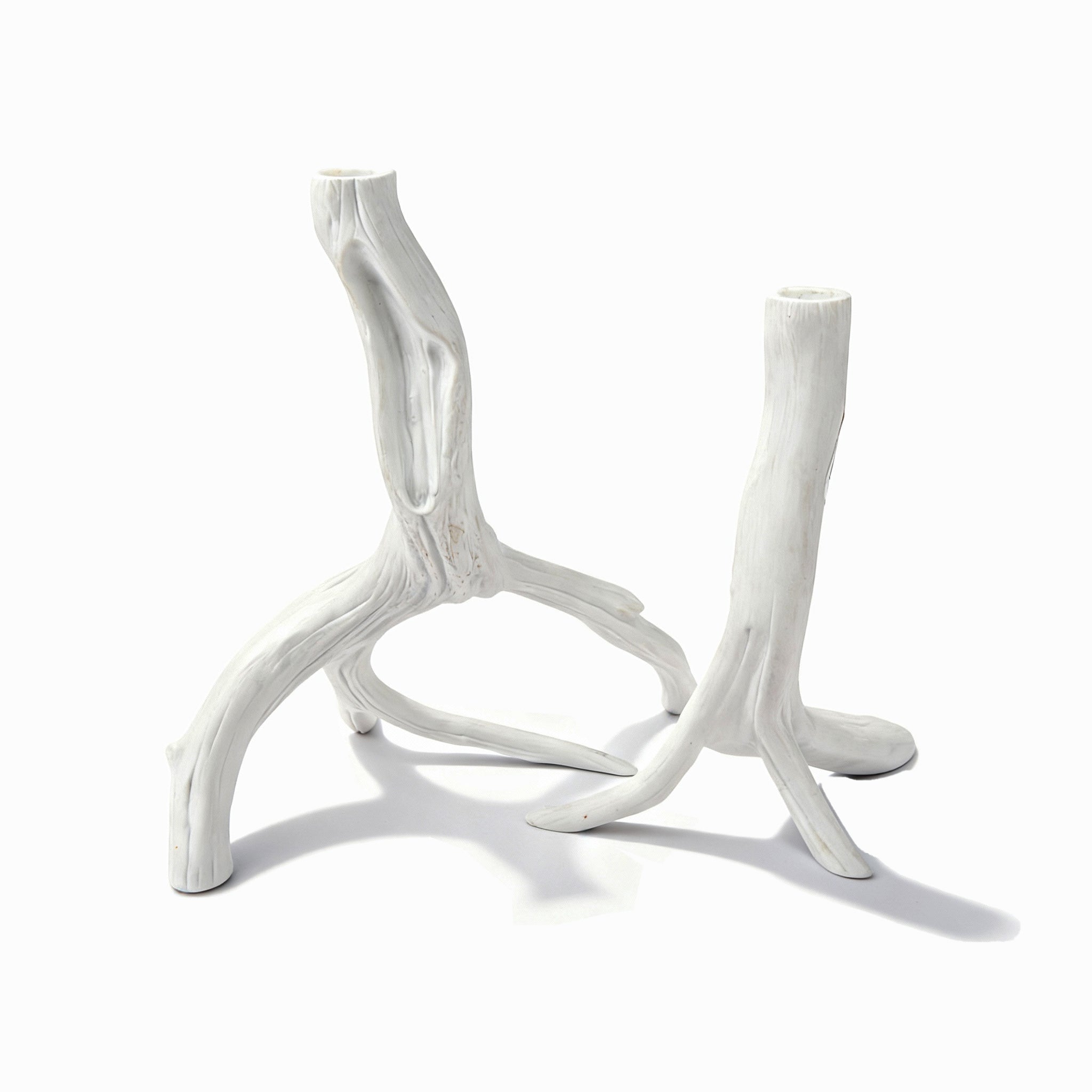 Nymphenburg. A Set of 2 Branch Candlesticks In White Bisque