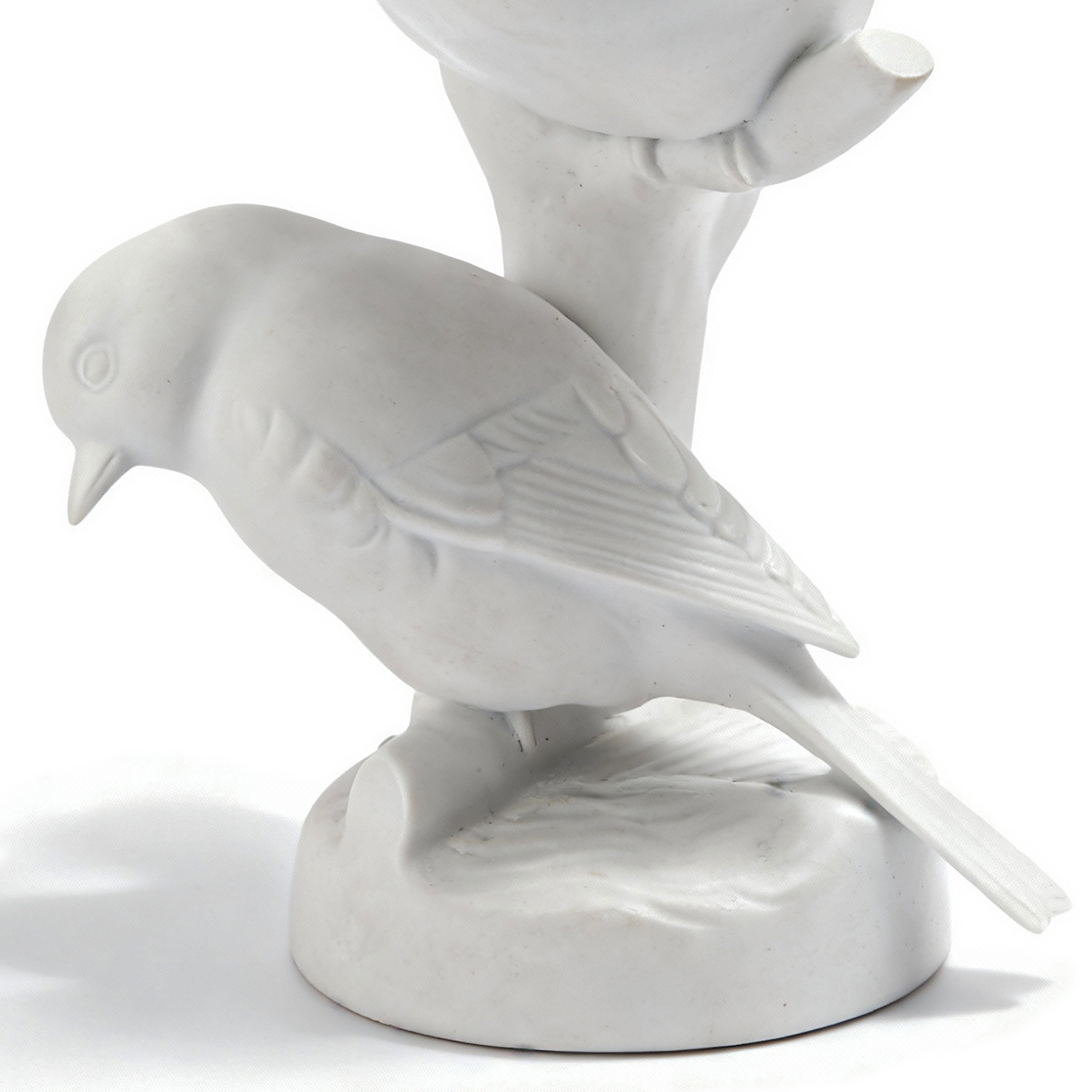 Nymphenburg. Sculpture of Two Titmice Birds in White Bisque. Medium Size